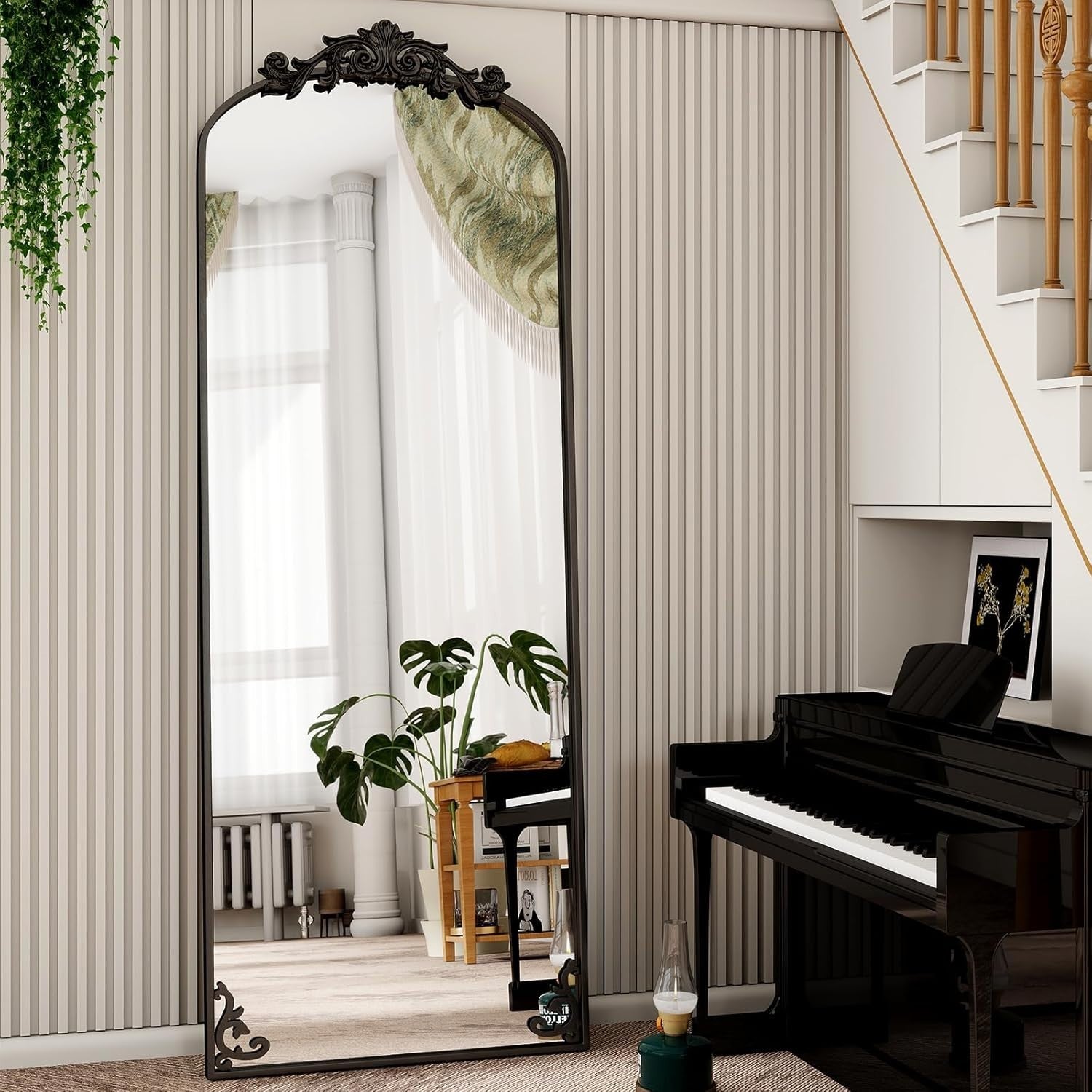 Full-Length Vintage Arched Floor Mirror | Shatterproof Glass, Retro Design 52x16
