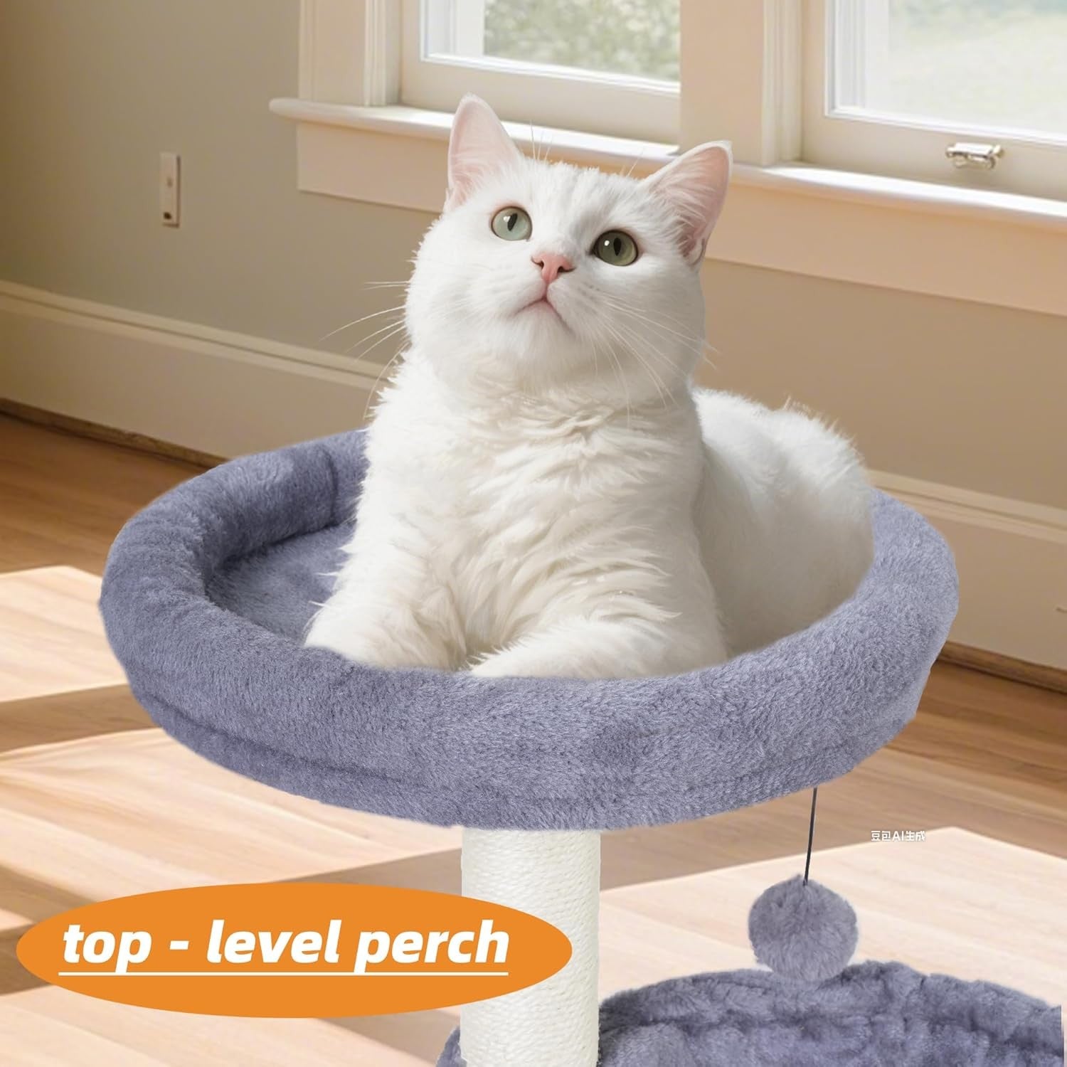 Grey Multi Level Cat Tree Tower with Hammock Scratching Posts Play Ladder