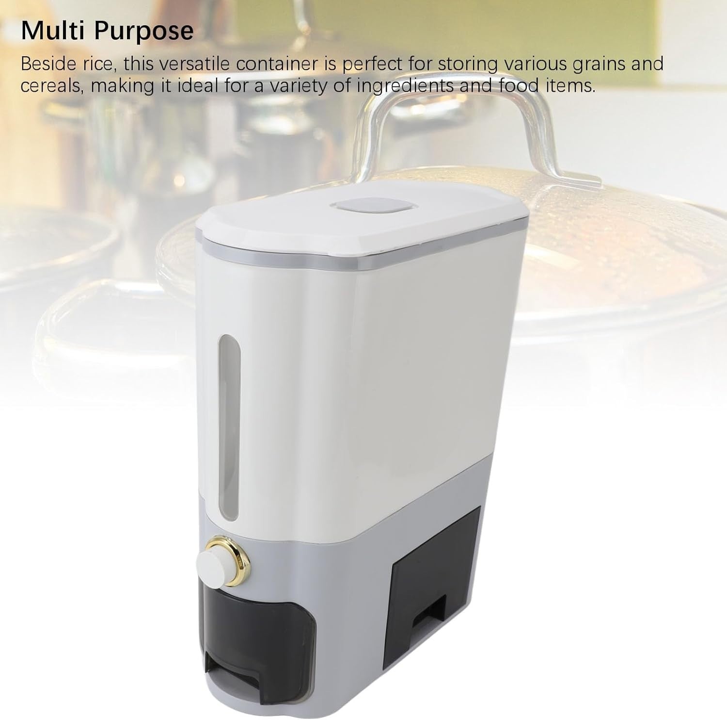 10KG PP Rice Dispenser Press Type Slim Grain Storage Container Cup