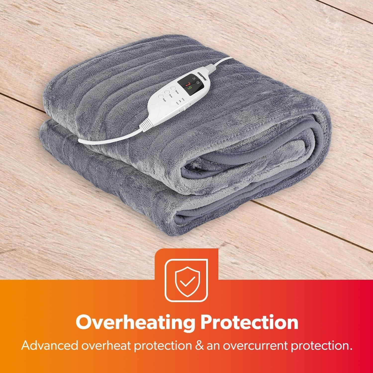 Electric Heated Throw Blanket 9 Heat Settings Timer Soft Fleece 130x160cm