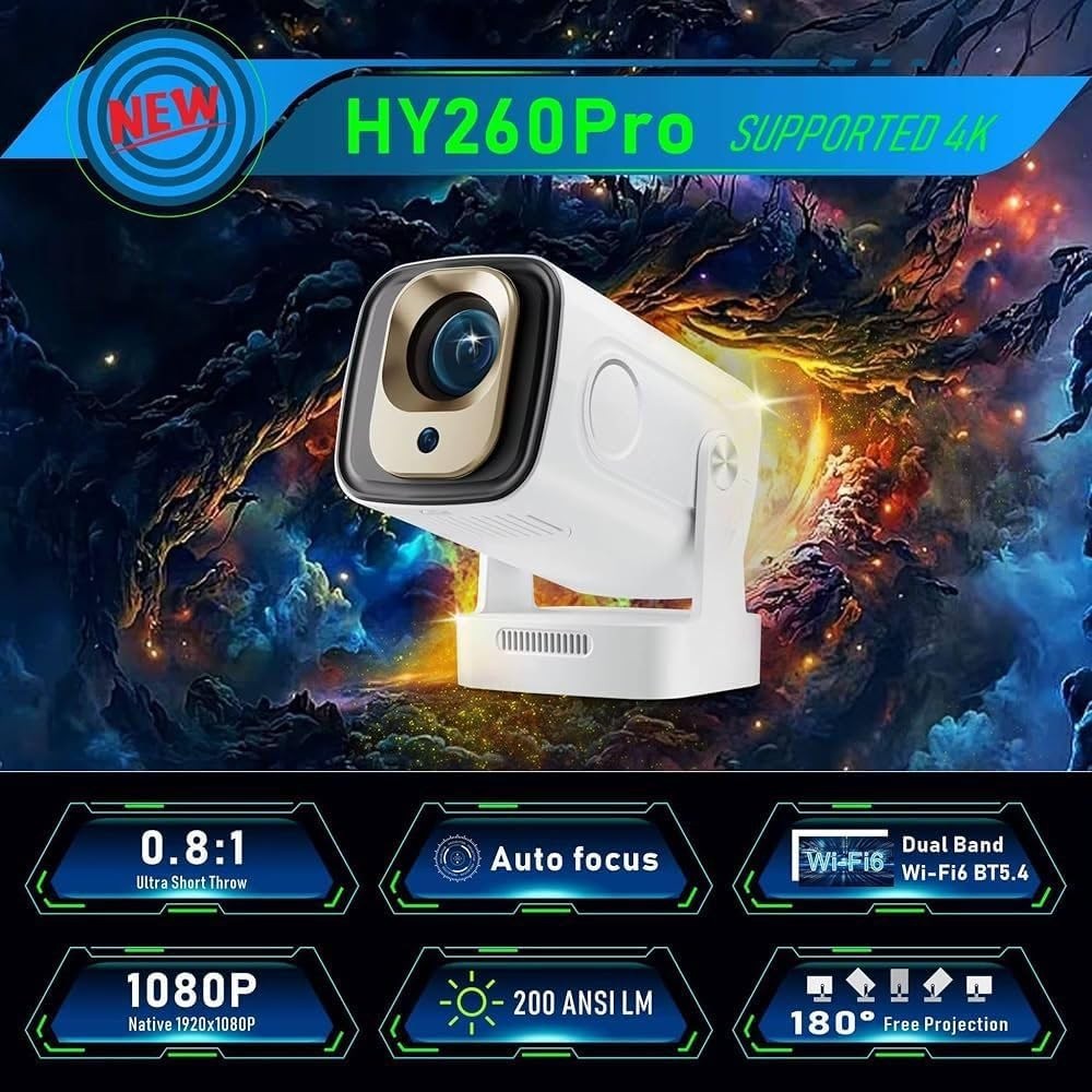 Native 1080P WiFi Android Smart Projector 12000 Lumens Portable Home Theater