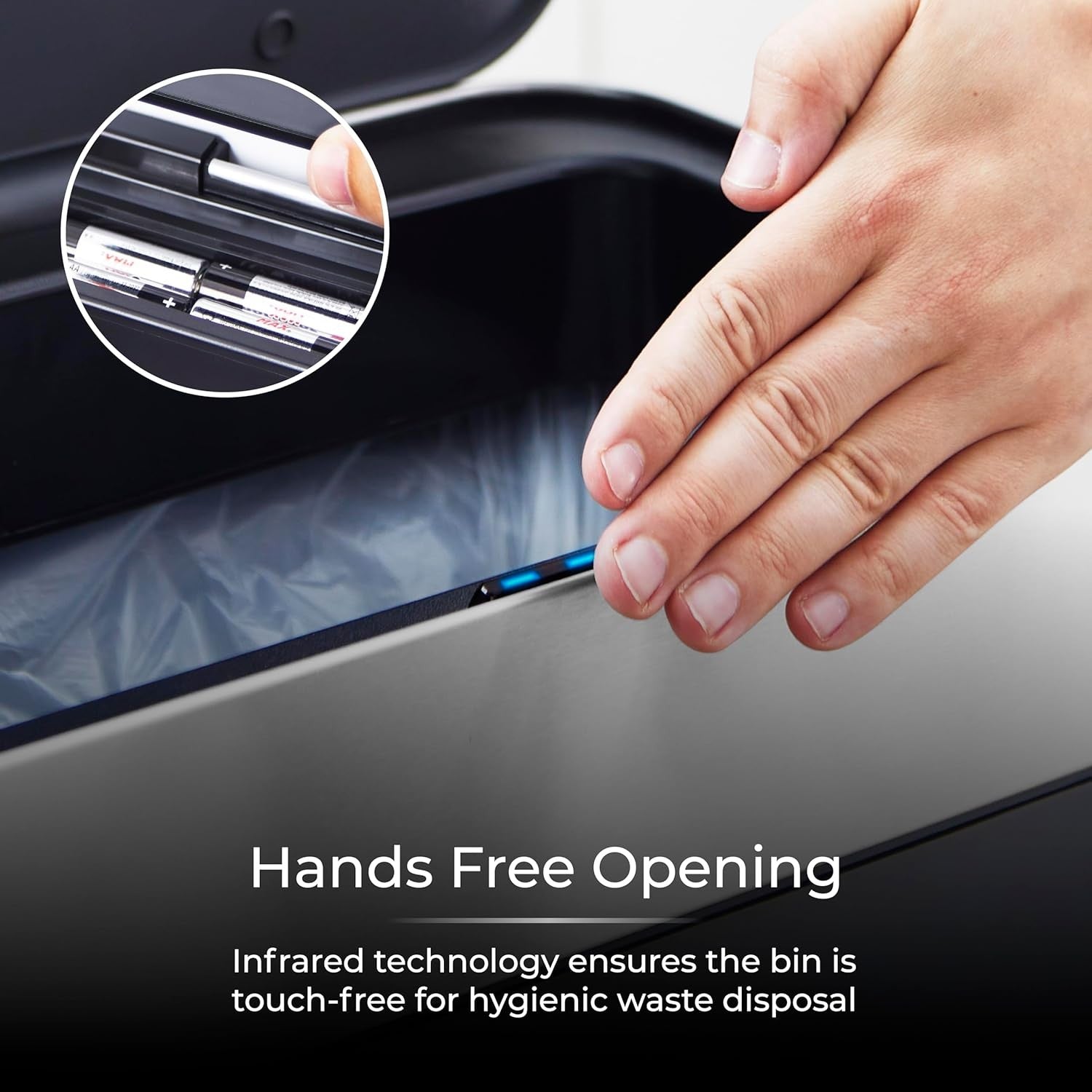 60L Touchless Kitchen Bin | Automatic Sensor Trash Can Grey