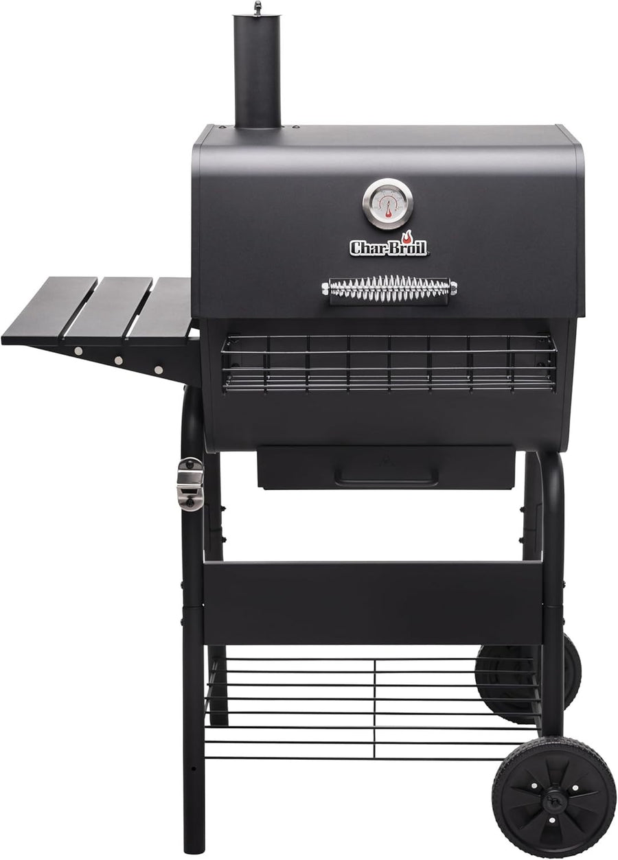 Large Charcoal BBQ Grill with Adjustable Grate & Side Shelf
