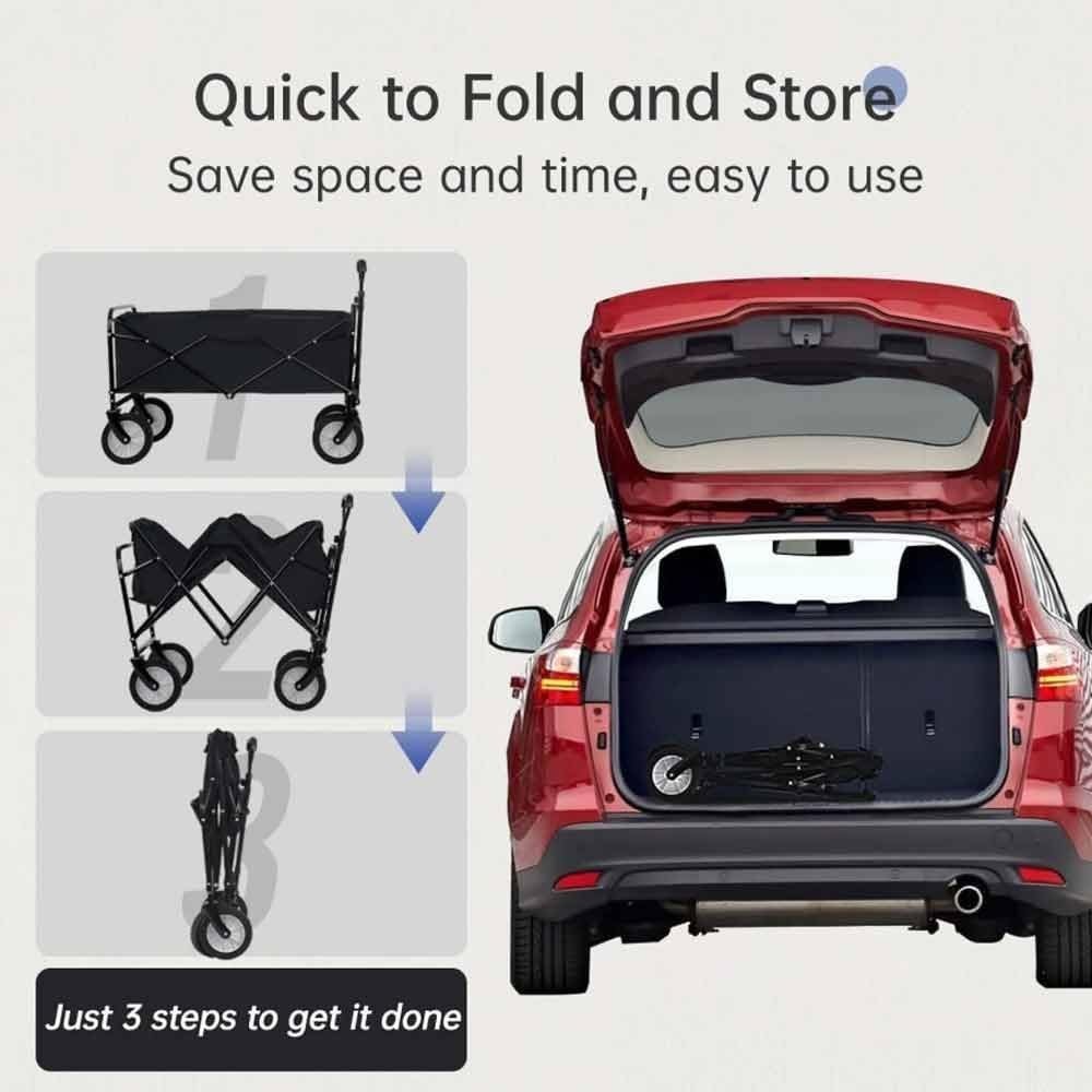 150kg Foldable Festival Trolley Heavy Duty Camping Wagon w/ Adjustable Handle