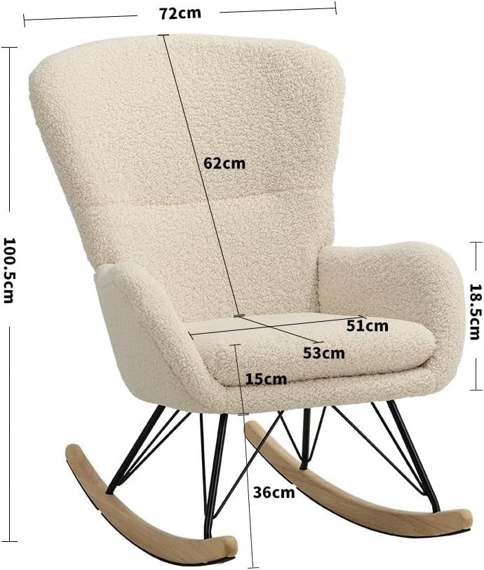 Cozy High Back Velvet Rocking Chair with Cushioned Seat & Durable Frame