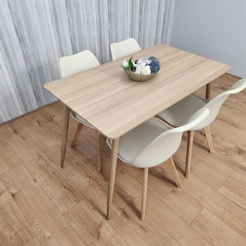 Modern Dining Table Set with 4 Chairs Wood Legs Kitchen Room Cafe