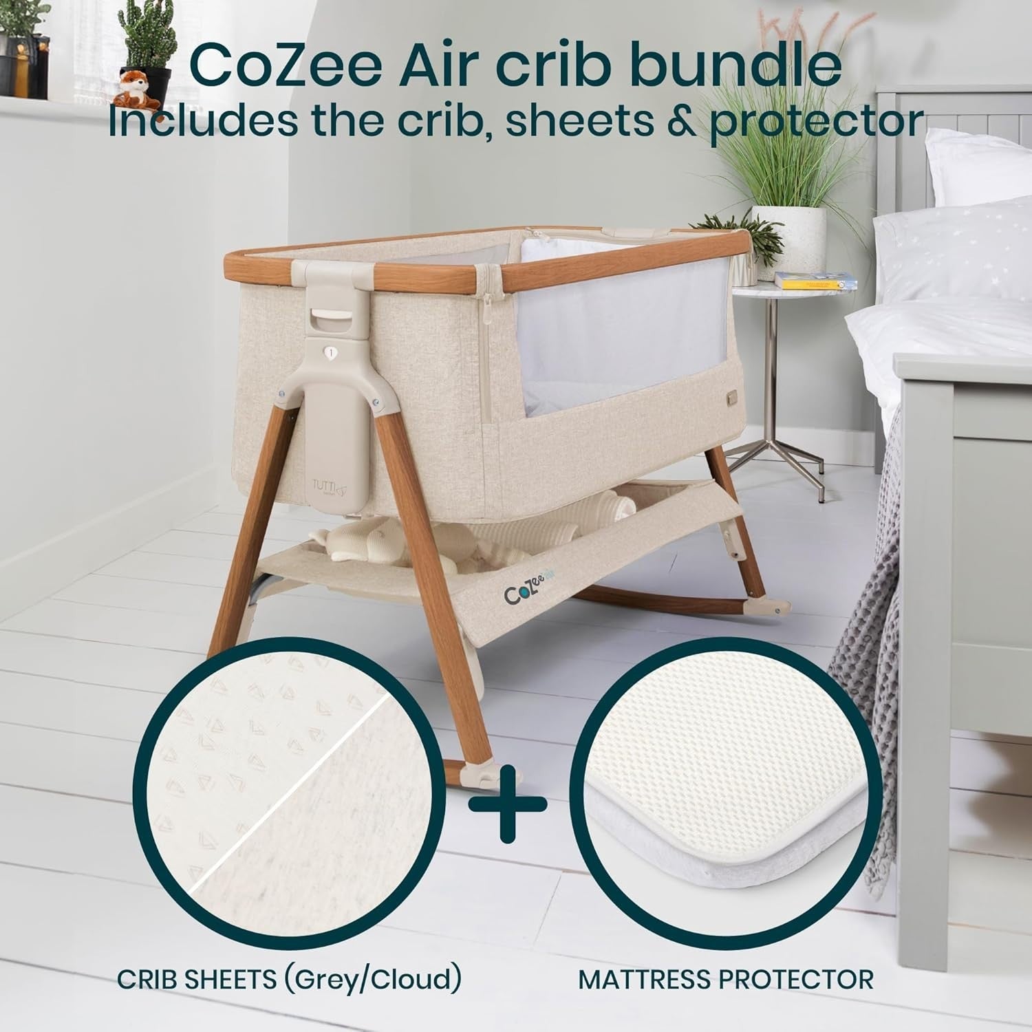 Foldable Baby Bedside Crib Co-Sleeper Cot with Mattress Travel Bag 2 Sheets