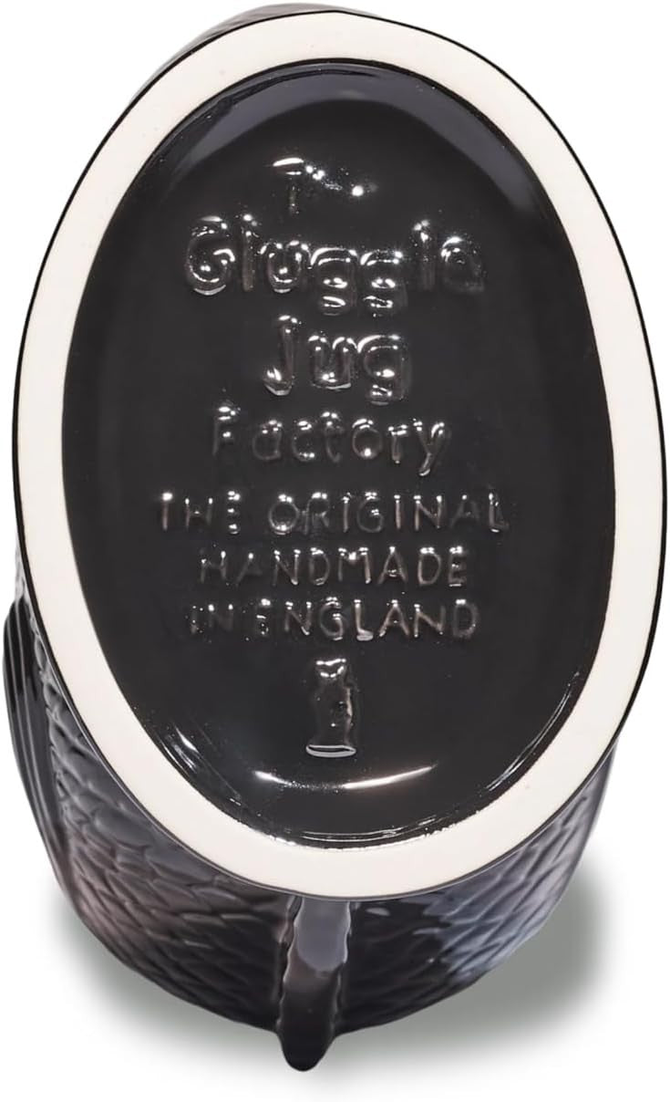 Black Gluggle Jug XL 1.4L – Ceramic Fish Pitcher, Water & Wine Decanter Vase