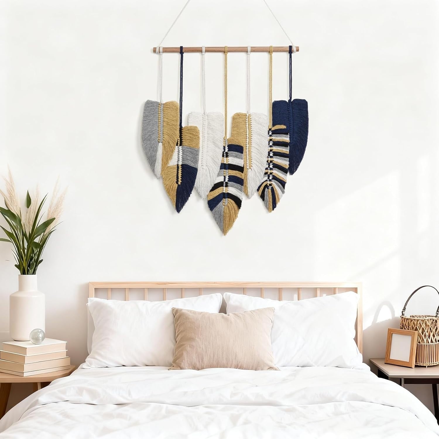 Boho Macrame Wall Hanging Leaf Tapestry 52x40cm Home Decor