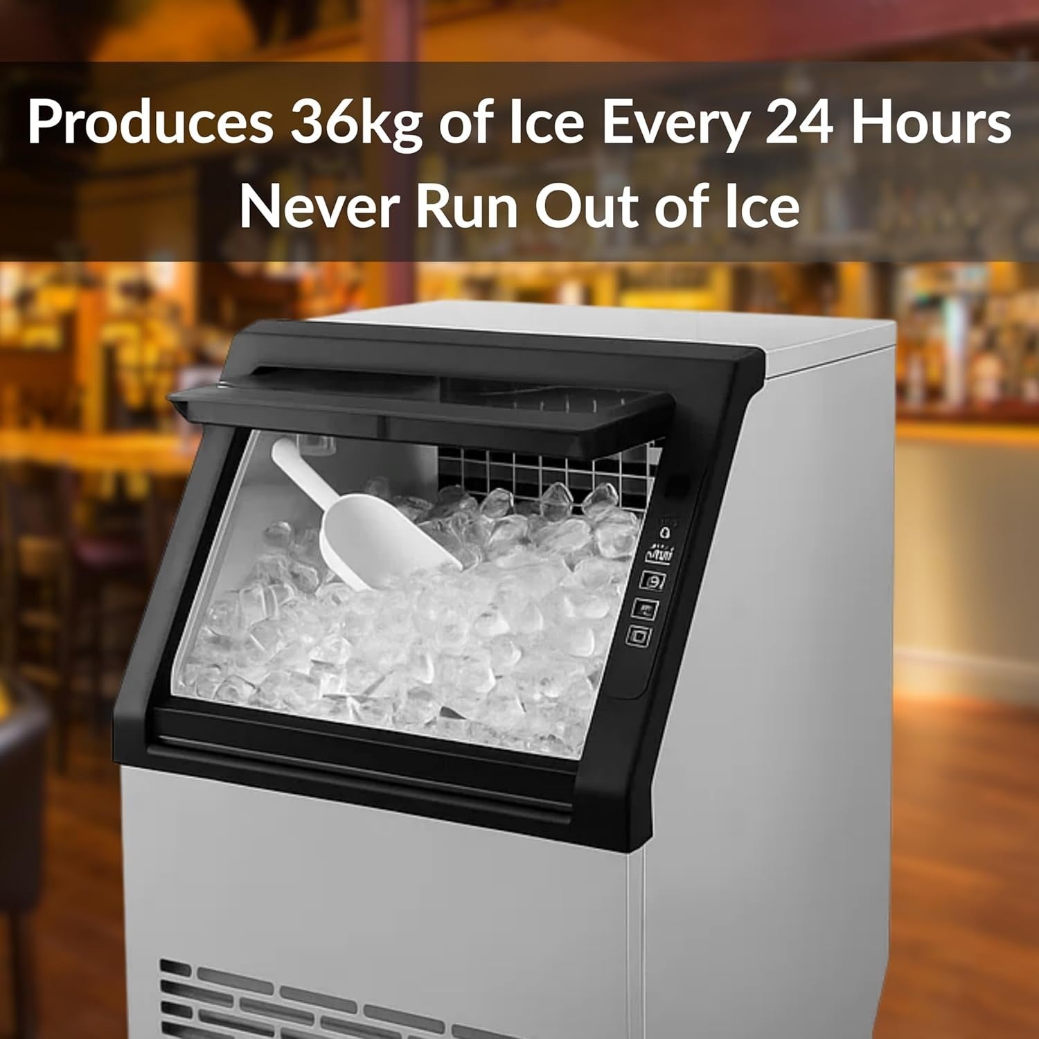Commercial Ice Maker 36kg/24H Countertop Cube Machine LCD Auto Clean