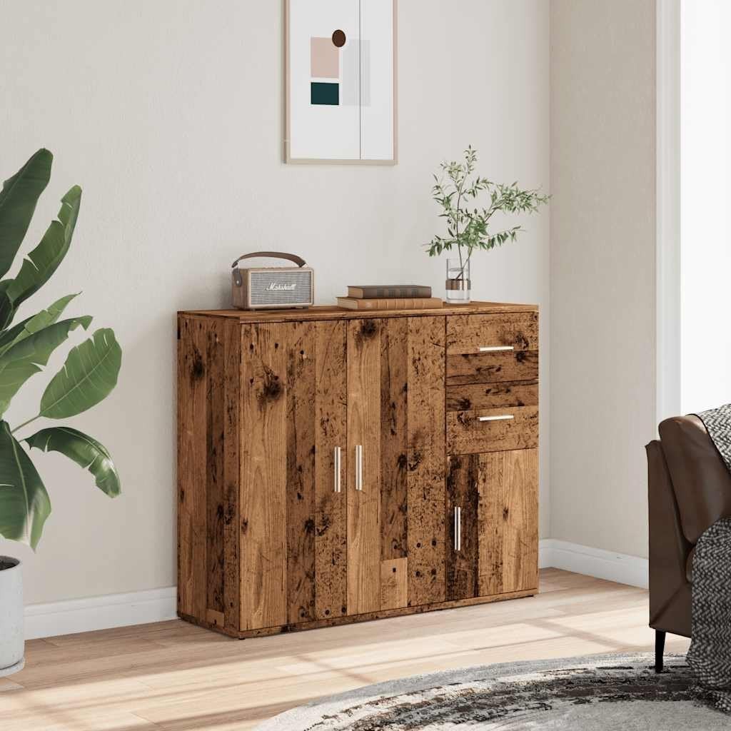 Modern Wood Sideboard Cupboard Unit Storage Drawers Doors 91x75cm