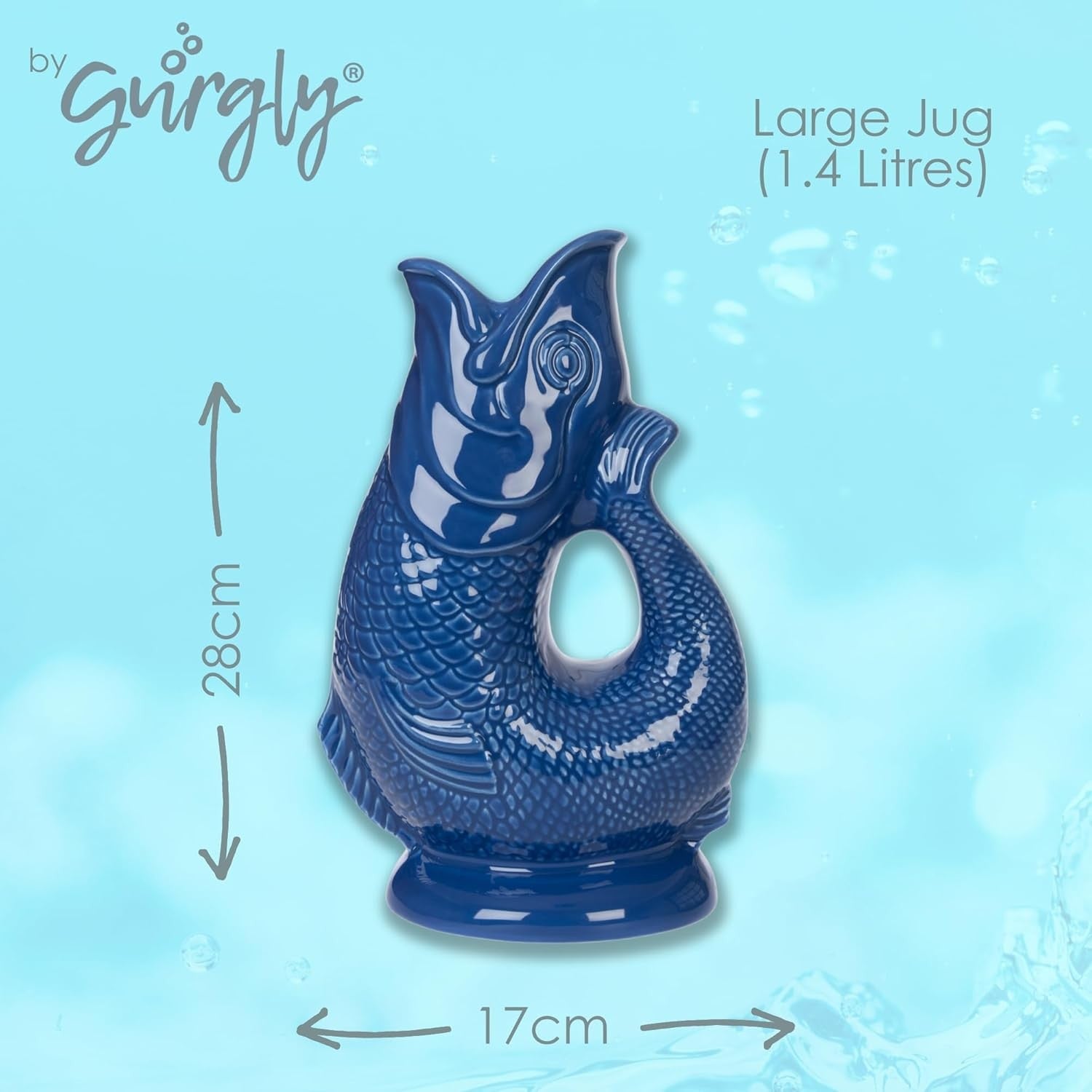 Fish Shaped Ceramic Jug Vase 1.4L Decorative Water Pitcher 28cm