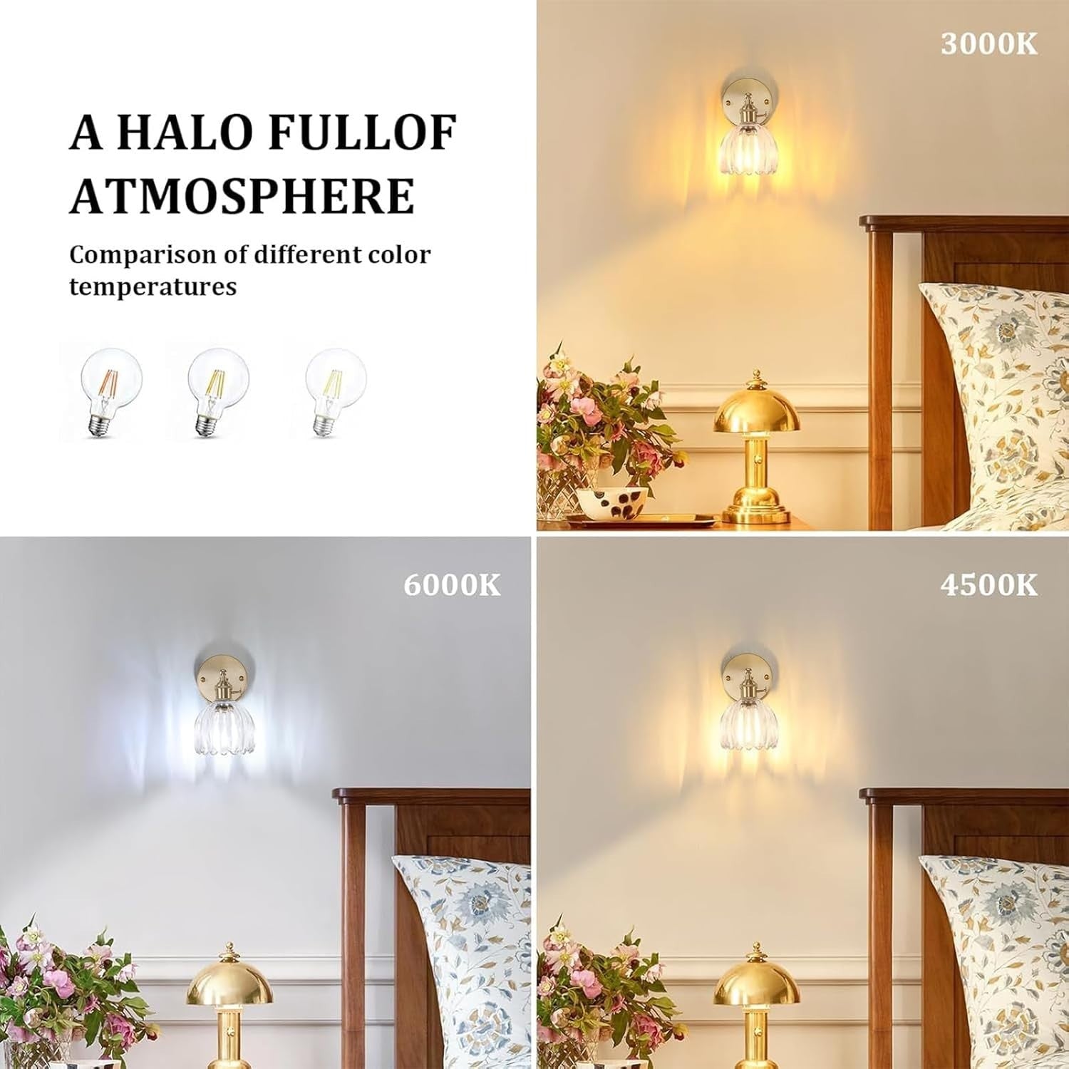 Vintage Gold Wall Sconce Lamp with 180° Adjustable Light & Switch, Indoor