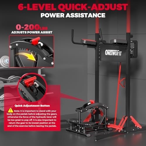 Black Foldable Assisted Pull Up Dip Station Power Tower Home Gym 660lbs