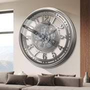 Gunmetal Moving Gear Wall Clock 21” Industrial Steampunk Metal Decor