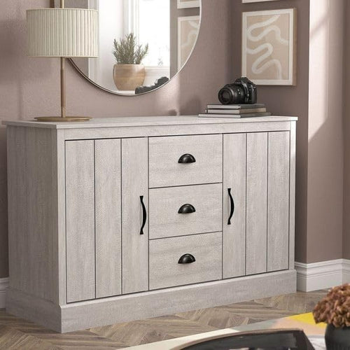 Rustic Storage Sideboard Cabinet 2 Doors 3 Drawers Adjustable Shelves