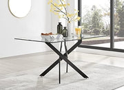 Glass Dining Table 6 Seater Modern Tempered Glass & Metal Table 150x90cm