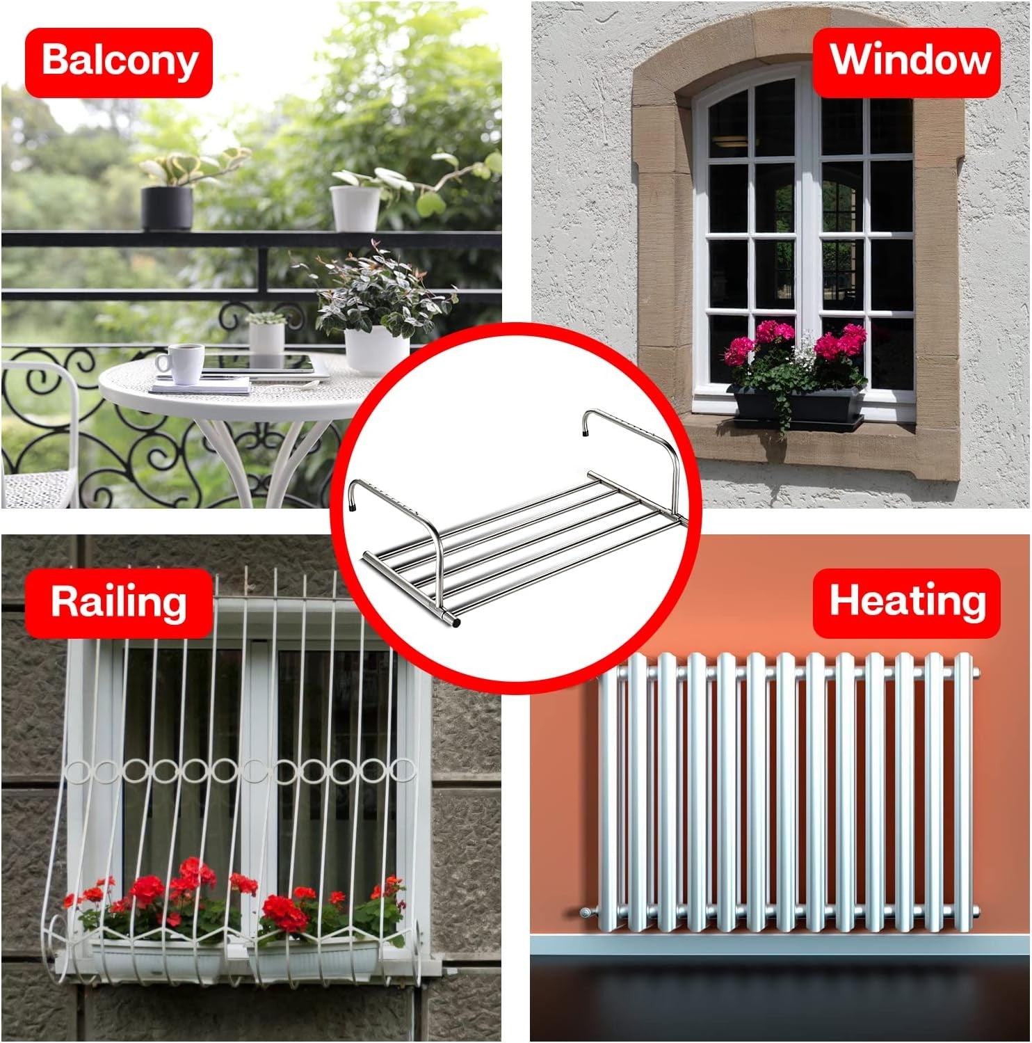 Radiator Clothes Airer Extendable Stainless Steel Drying Rack 42–66cm