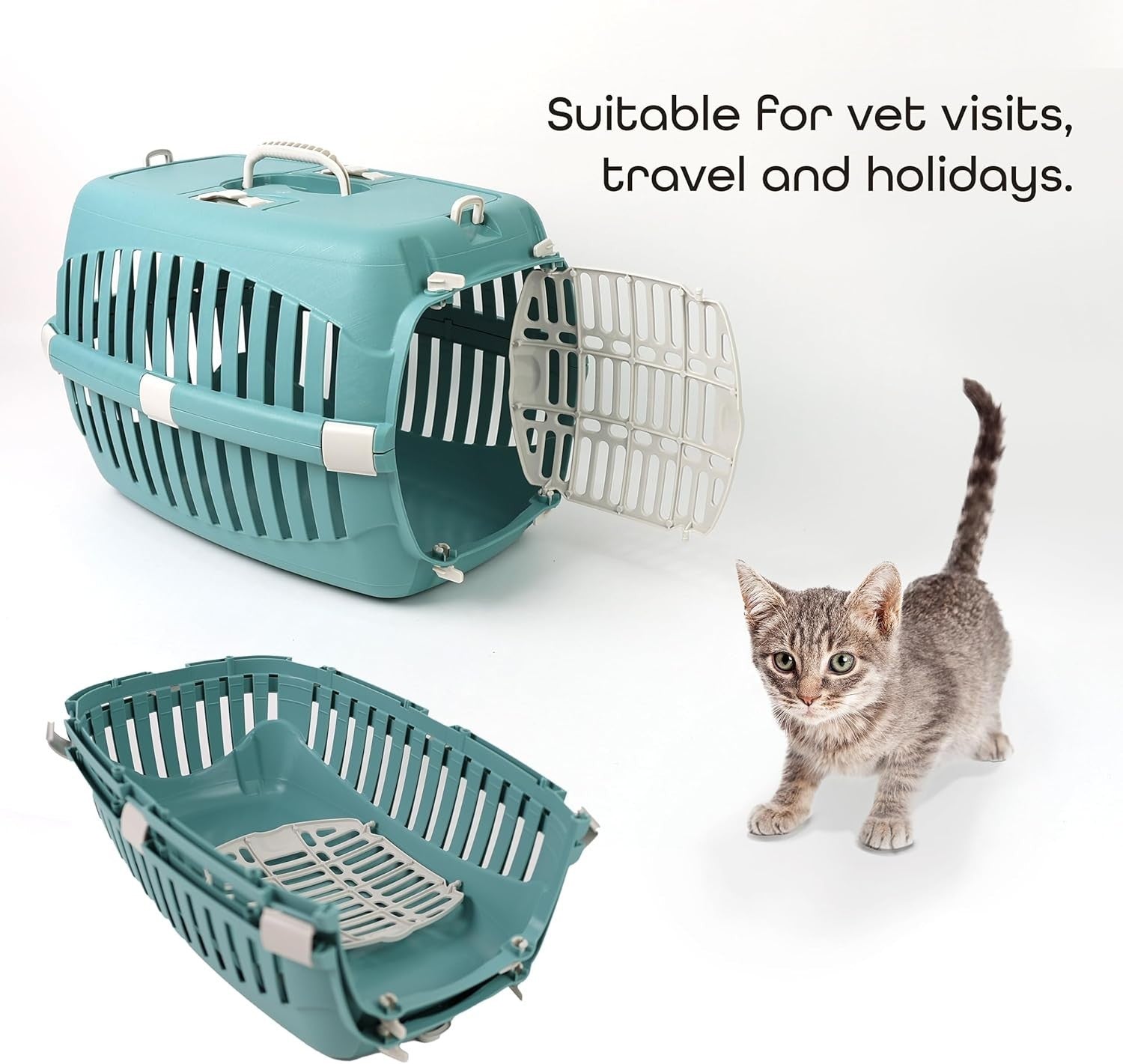 Cat Carrier Box for Travel – Secure Dual Door Crate for Cats & Small Dogs