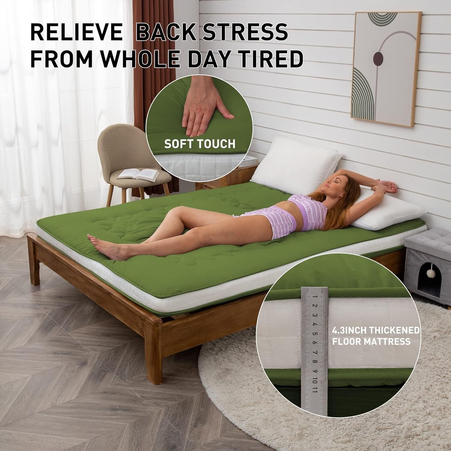 Extra Thick Japanese Floor Futon Mattress Roll Up Twin Bed Mat