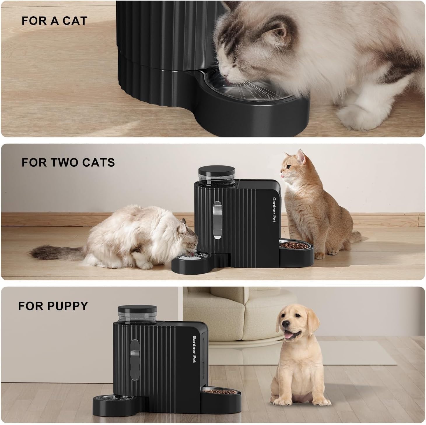 2 in 1 Gravity Pet Feeder Water Dispenser 3L Auto Food Station Black