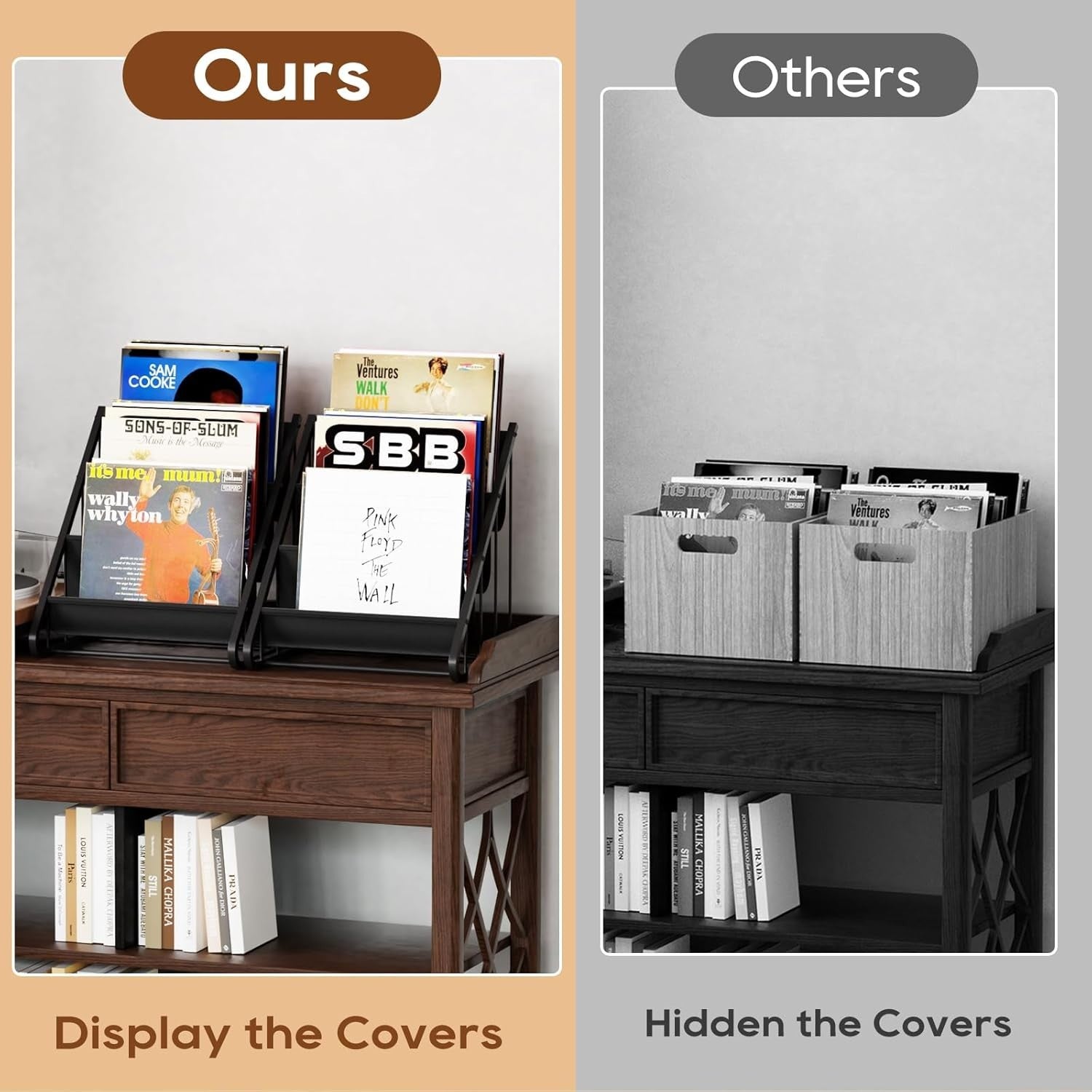 3 Tier Vinyl Record Storage Stand LP Album CD Rack Holder Organizer