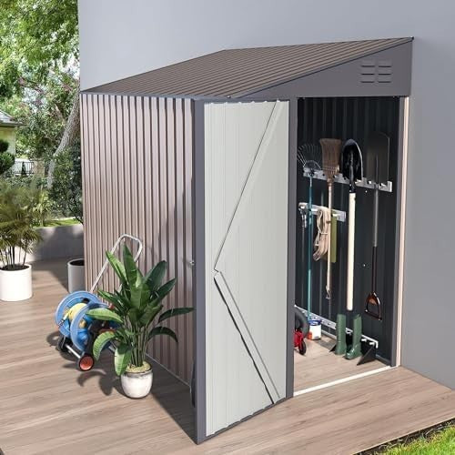 Metal Garden Storage Shed 2.14x1.3m Lockable Outdoor Lean To Shed Waterproof