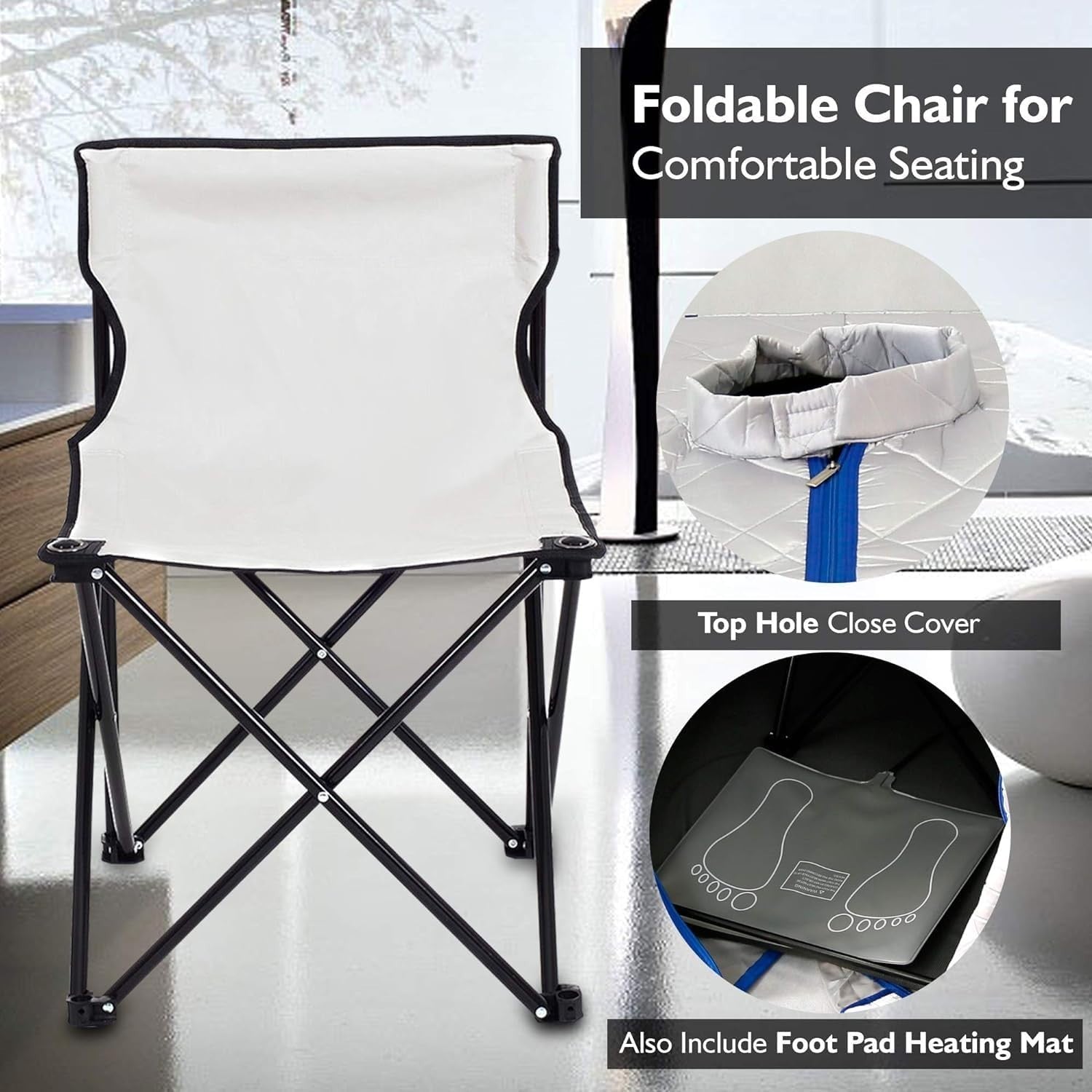Portable Home Sauna Tent w/ Foot Heating Pad, Chair & Remote – Indoor Spa
