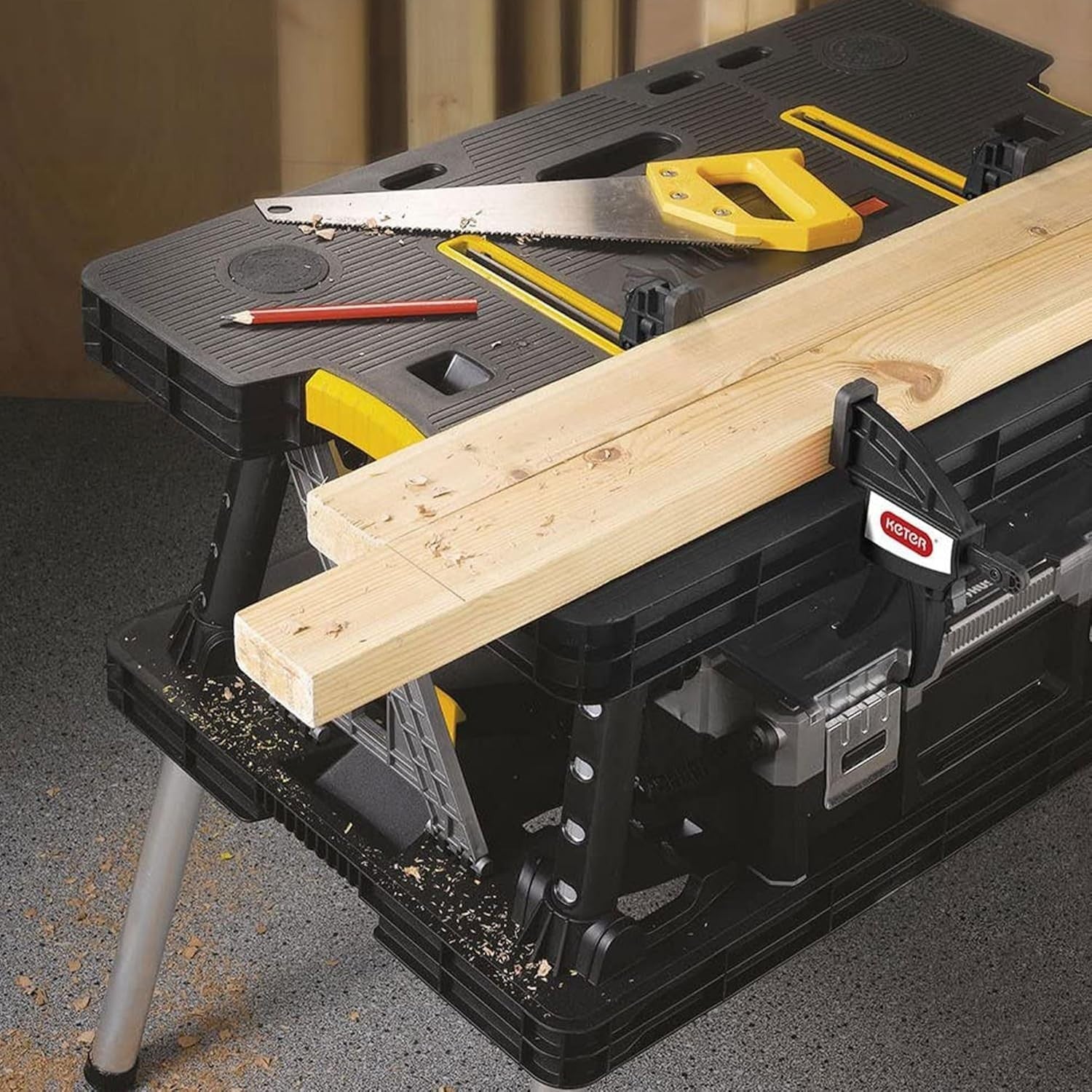 Portable Folding Work Table Heavy Duty 1000lb Workbench w/ Clamps Garage DIY