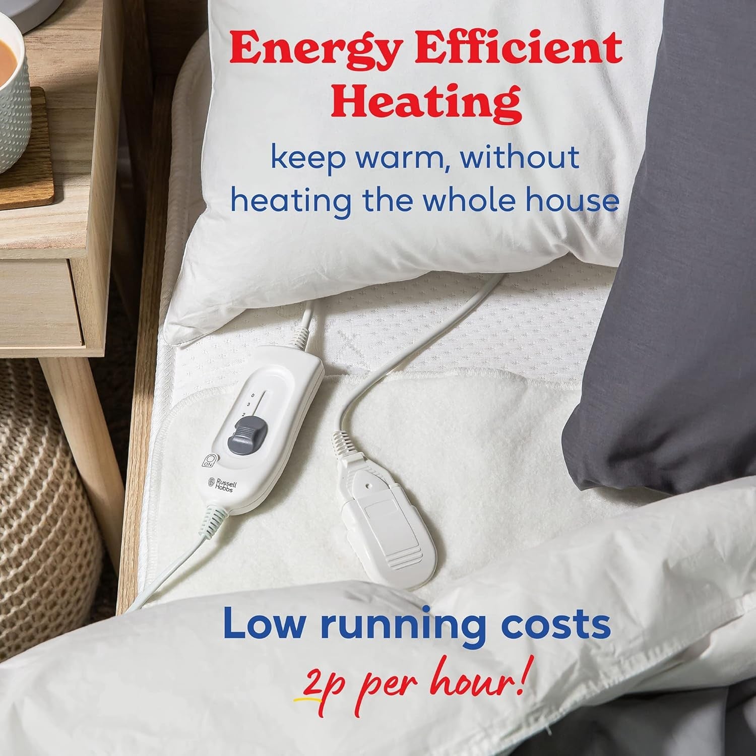 Electric Heated Underblanket Single 70x150cm Low Energy Washable Mattress