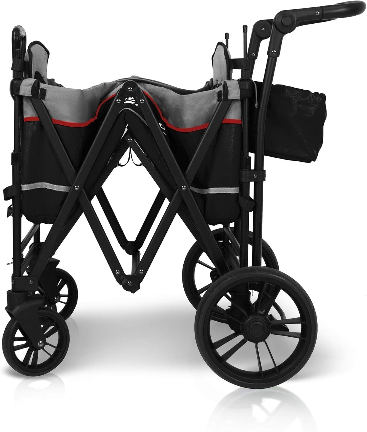 Twin Double Stroller Wagon Push Pull with Canopy Adjustable Handle 2-Seat Black