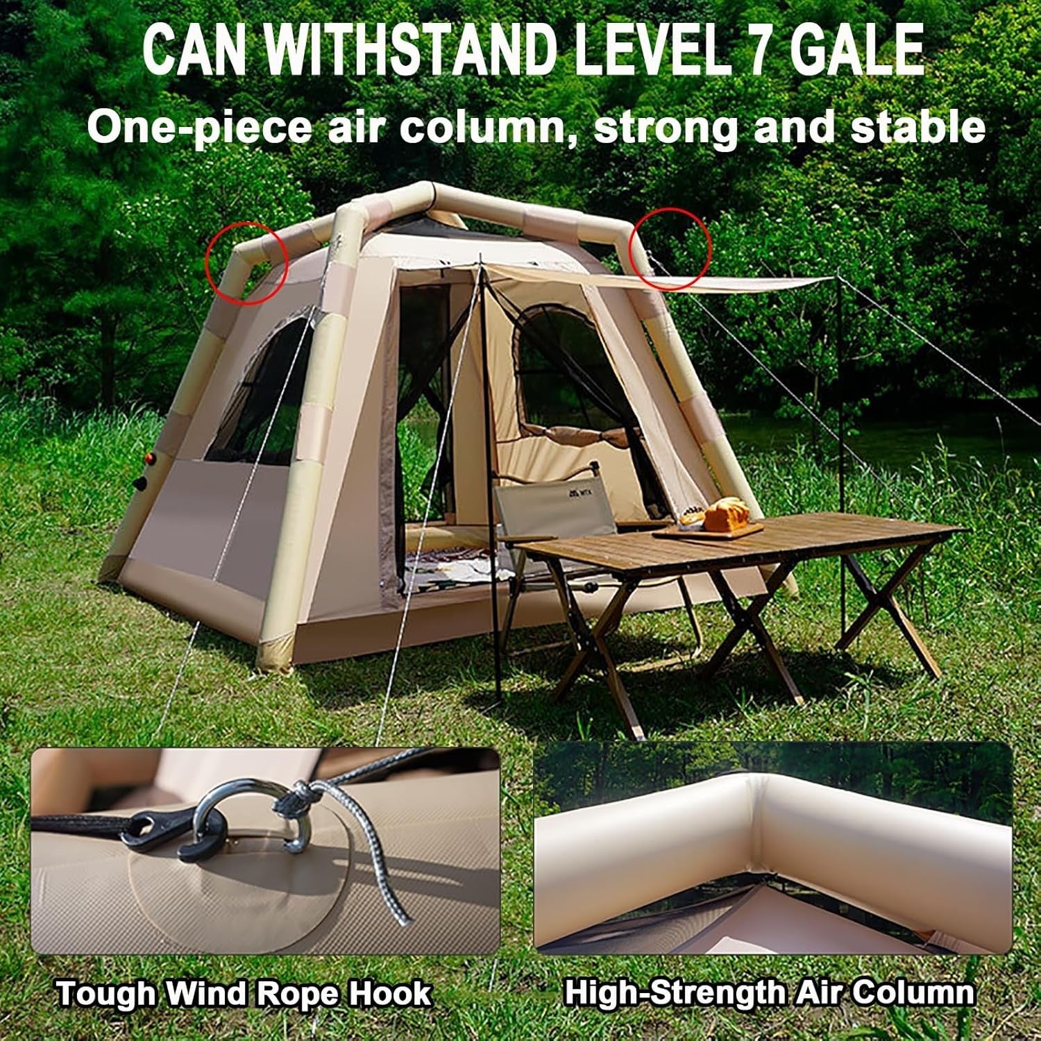 Inflatable Camping Tent 4-6 Person Air Beam Easy Setup 4 Season
