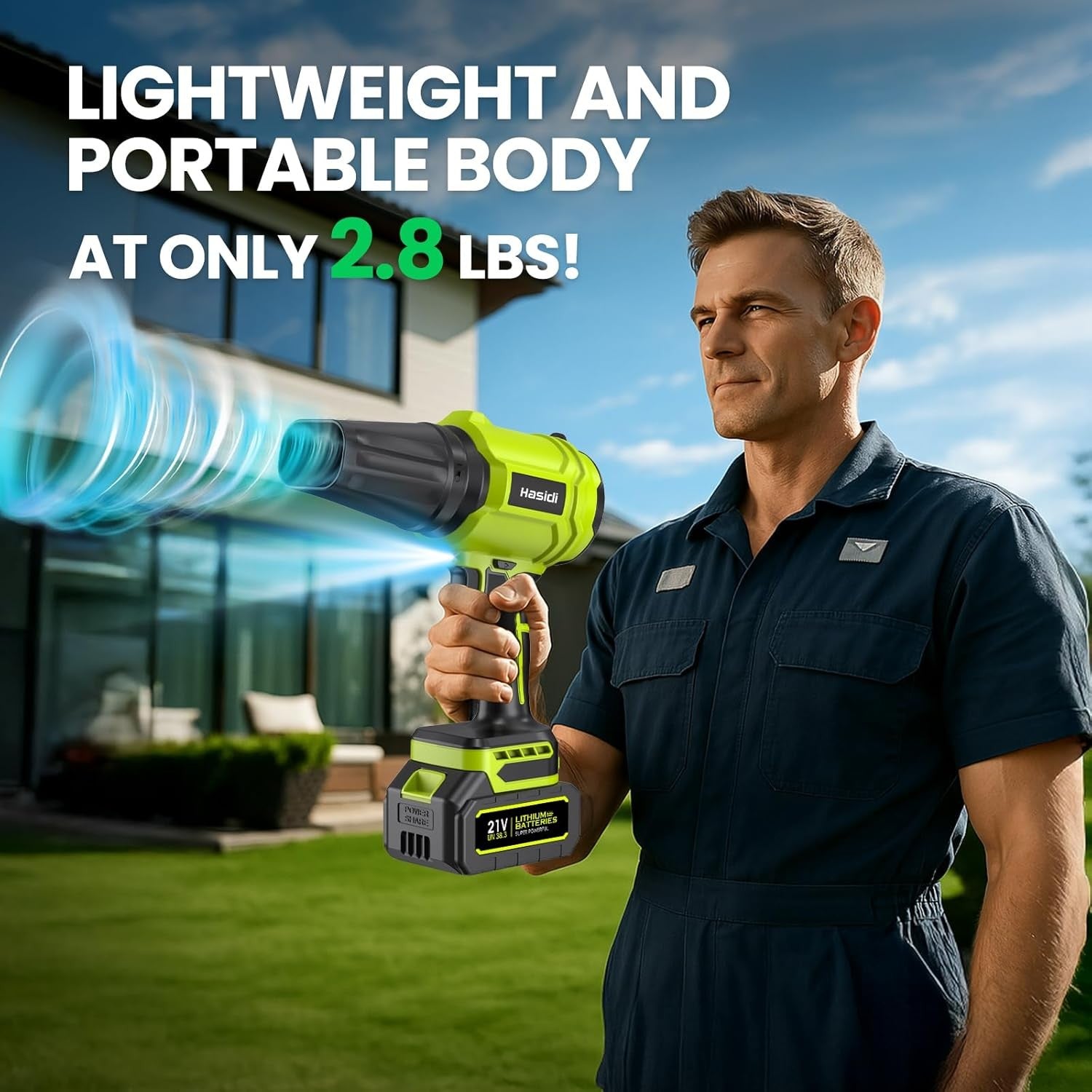 Cordless Leaf Blower 900000RPM High Speed 2 Batteries Lightweight Garden