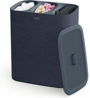 90L Trio Laundry Basket with Lid 3 Removable Wash Bags Black Dark Blue Modern