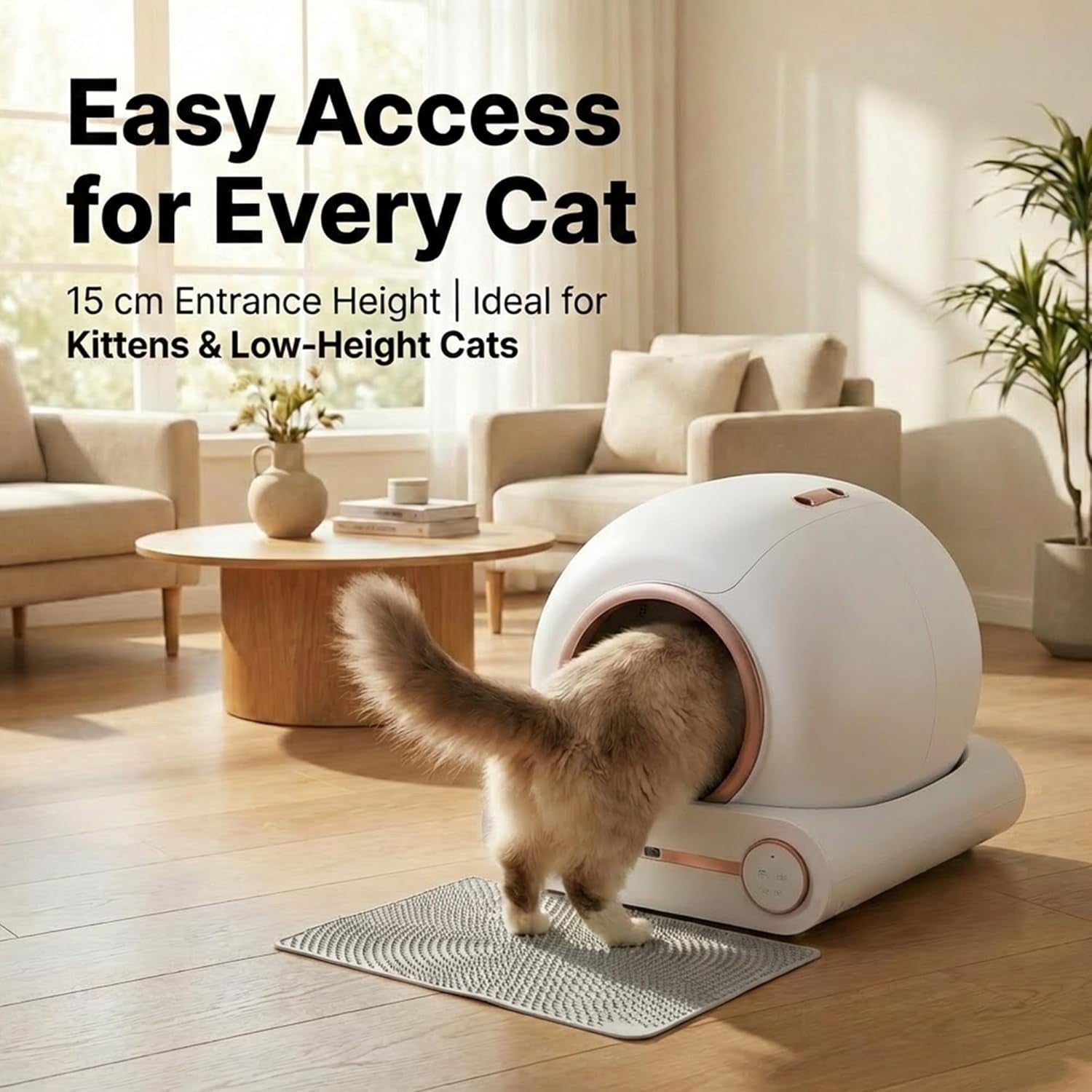 Self Cleaning Cat Litter Box App Control 65L Large Auto Odor Control