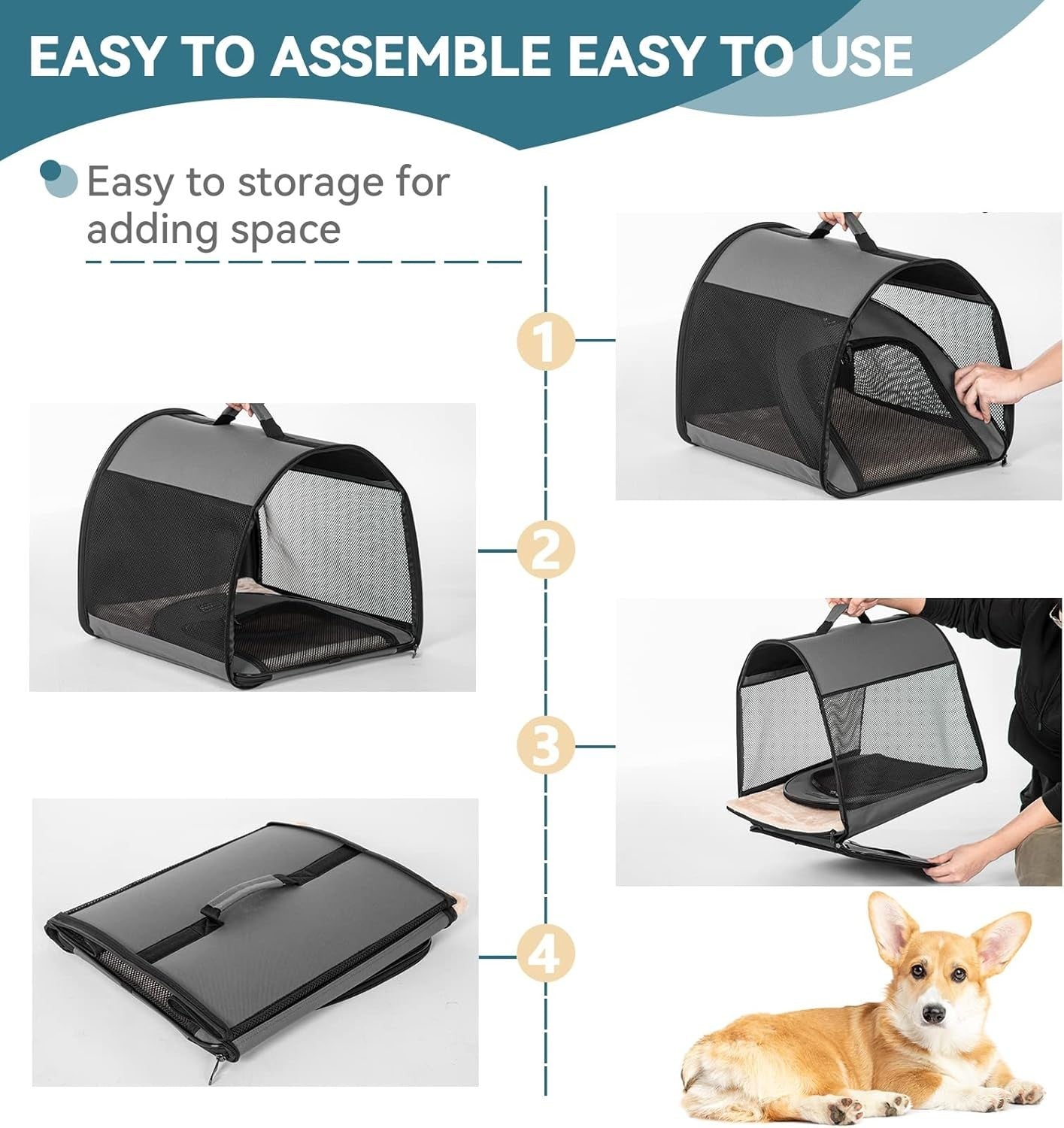 Soft Dog Crate 67x50x50cm Portable Travel Carrier Cat Kennel with Mat Brown