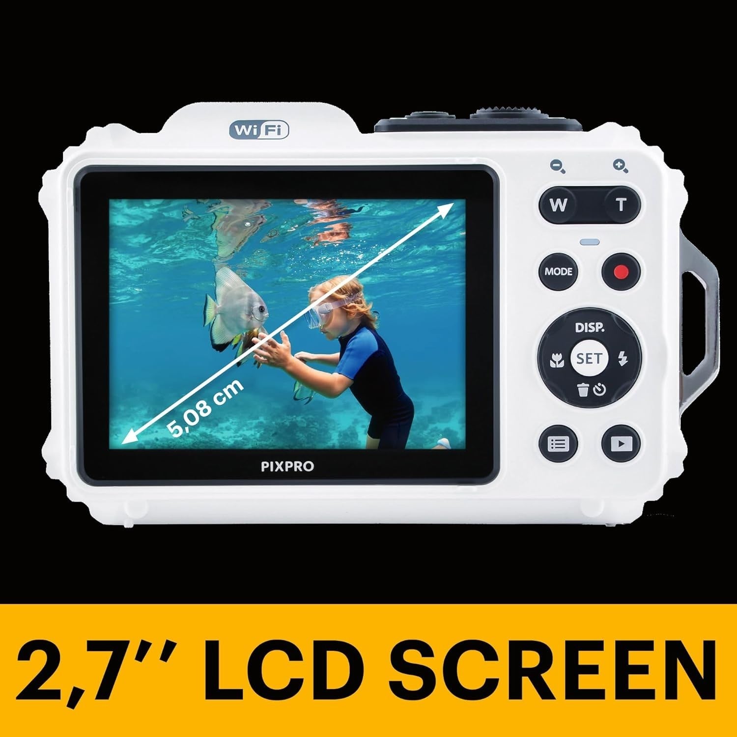 Waterproof Tough Digital Camera 16MP 4X Zoom Full HD White