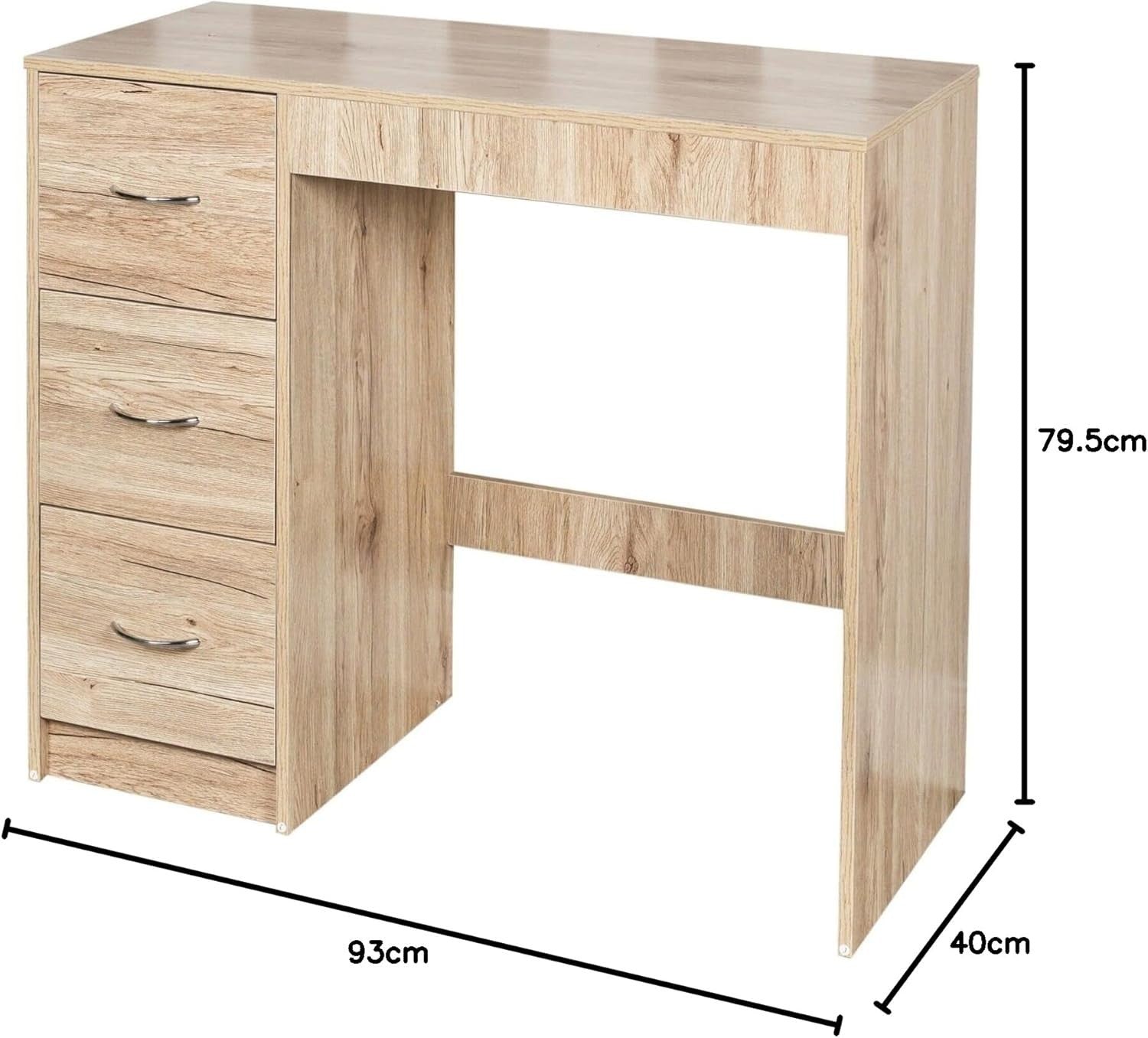3 Drawer Chest of Drawers Oak Wood Bedroom Storage Cabinet Sturdy Flat Pack