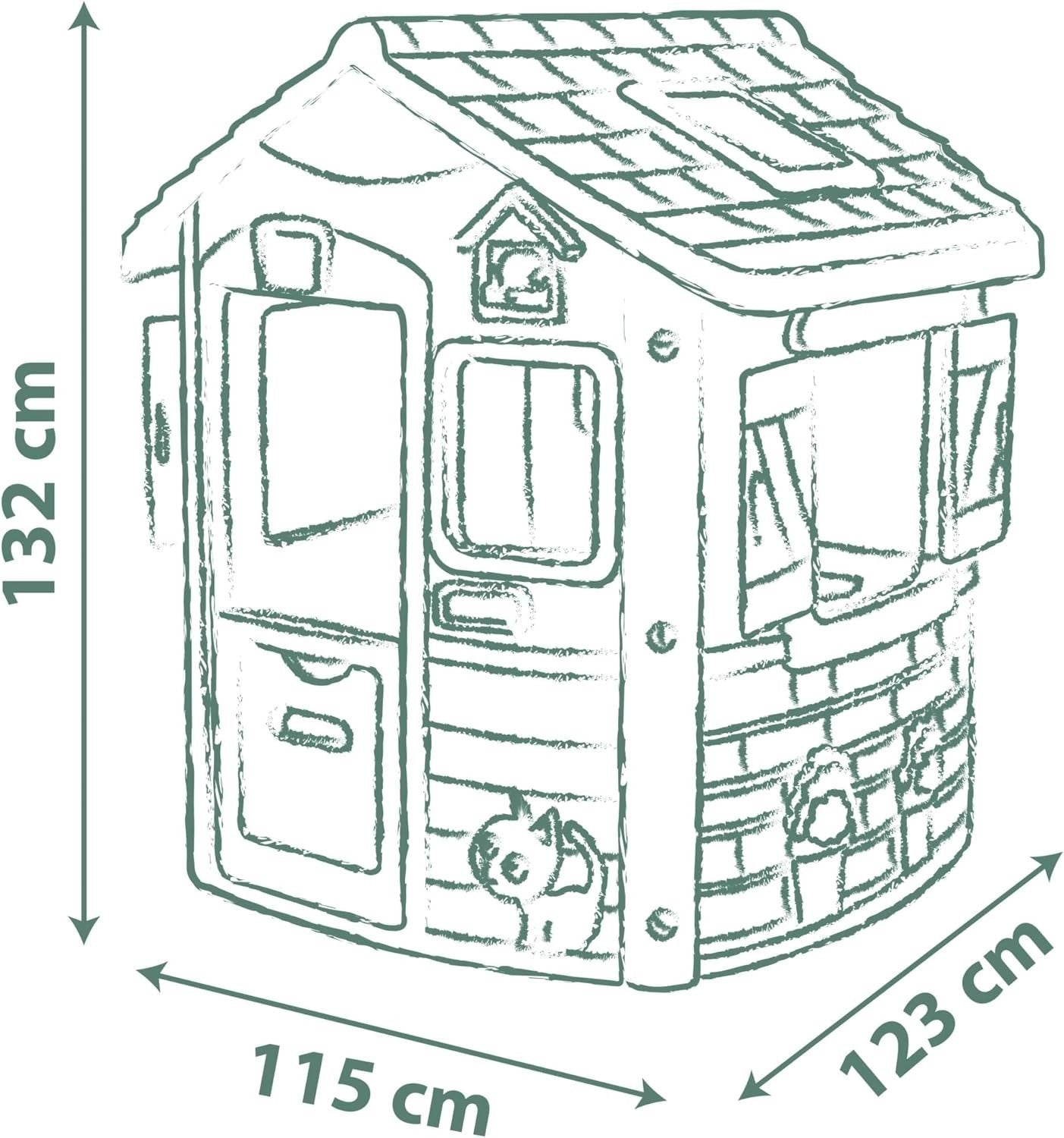 Kids Outdoor Playhouse Garden Lodge Plastic Indoor Play House 2+