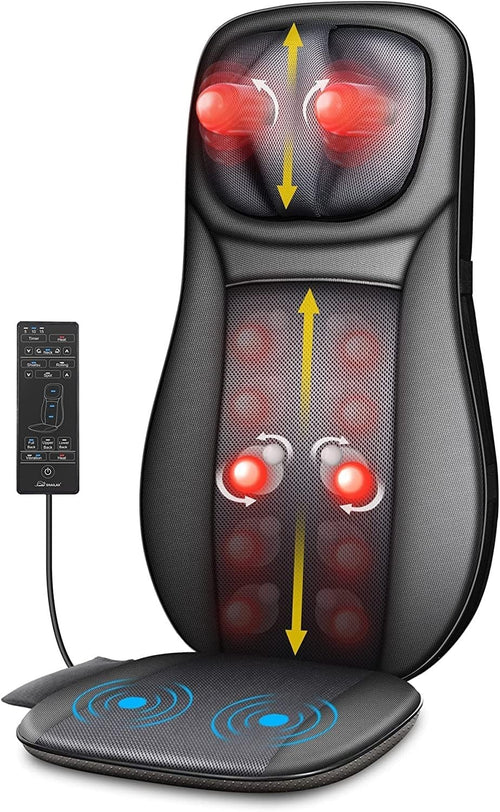 Heated Shiatsu Massage Chair Pad Full Body Deep Kneading Back Relief