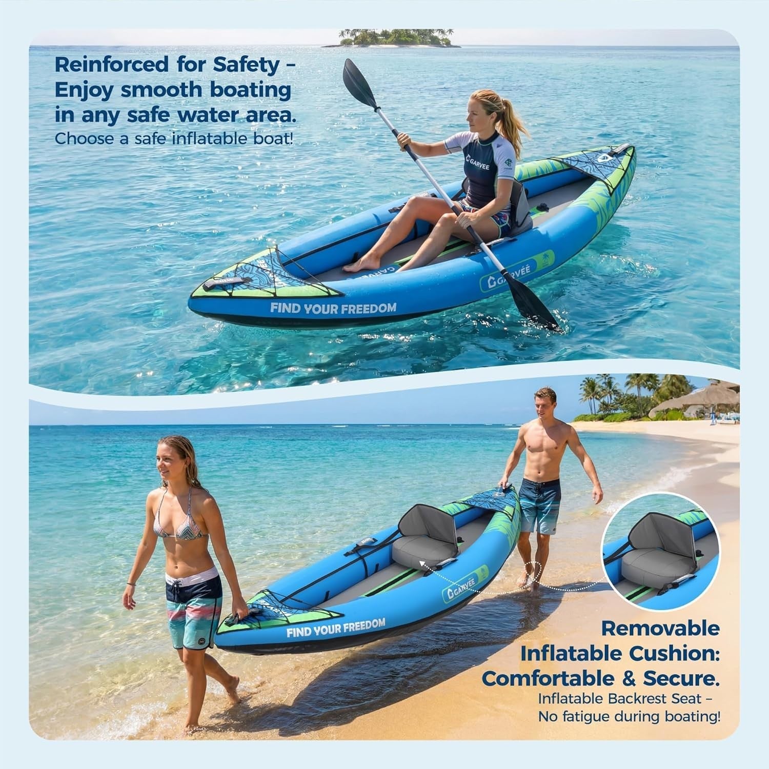 2 Person Inflatable Fishing Kayak Set w/ Seats Pump Paddles Bag