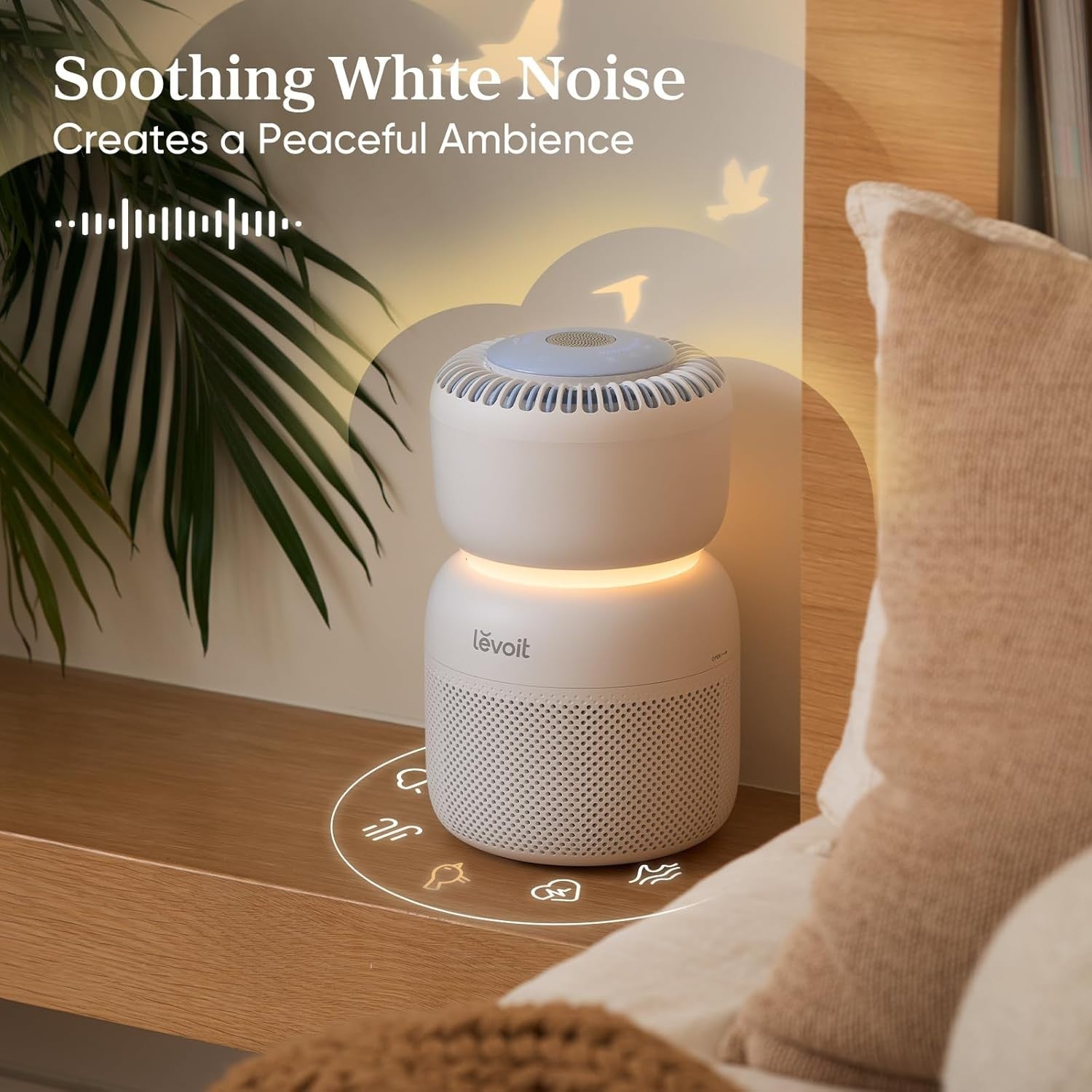 Smart Air Purifier HEPA WiFi White Noise Night Light Baby Bedroom