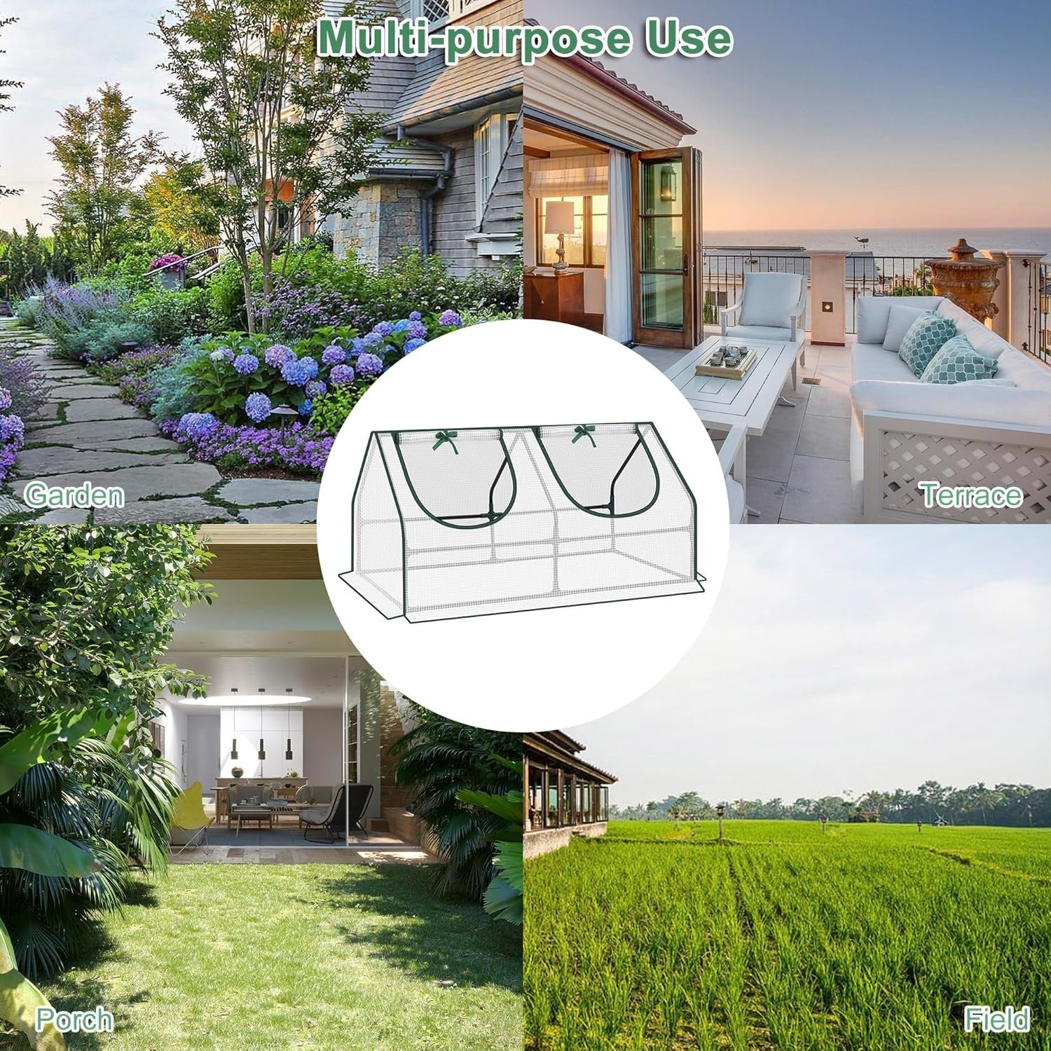 Mini Garden Greenhouse 120x60x60cm White PE Cover with Roll-Up Windows