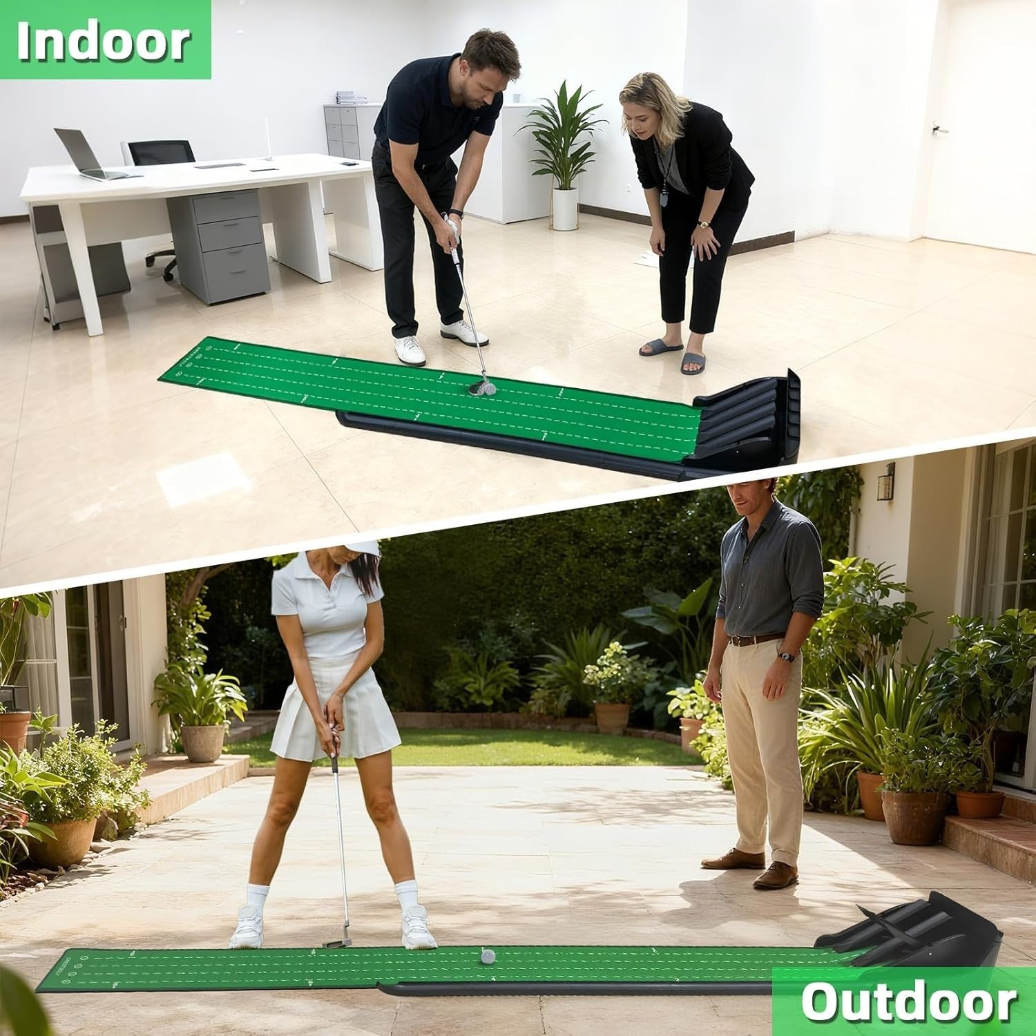 Golf Putting Mat Automatic Ball Return Indoor Outdoor 9ft Practice Trainer