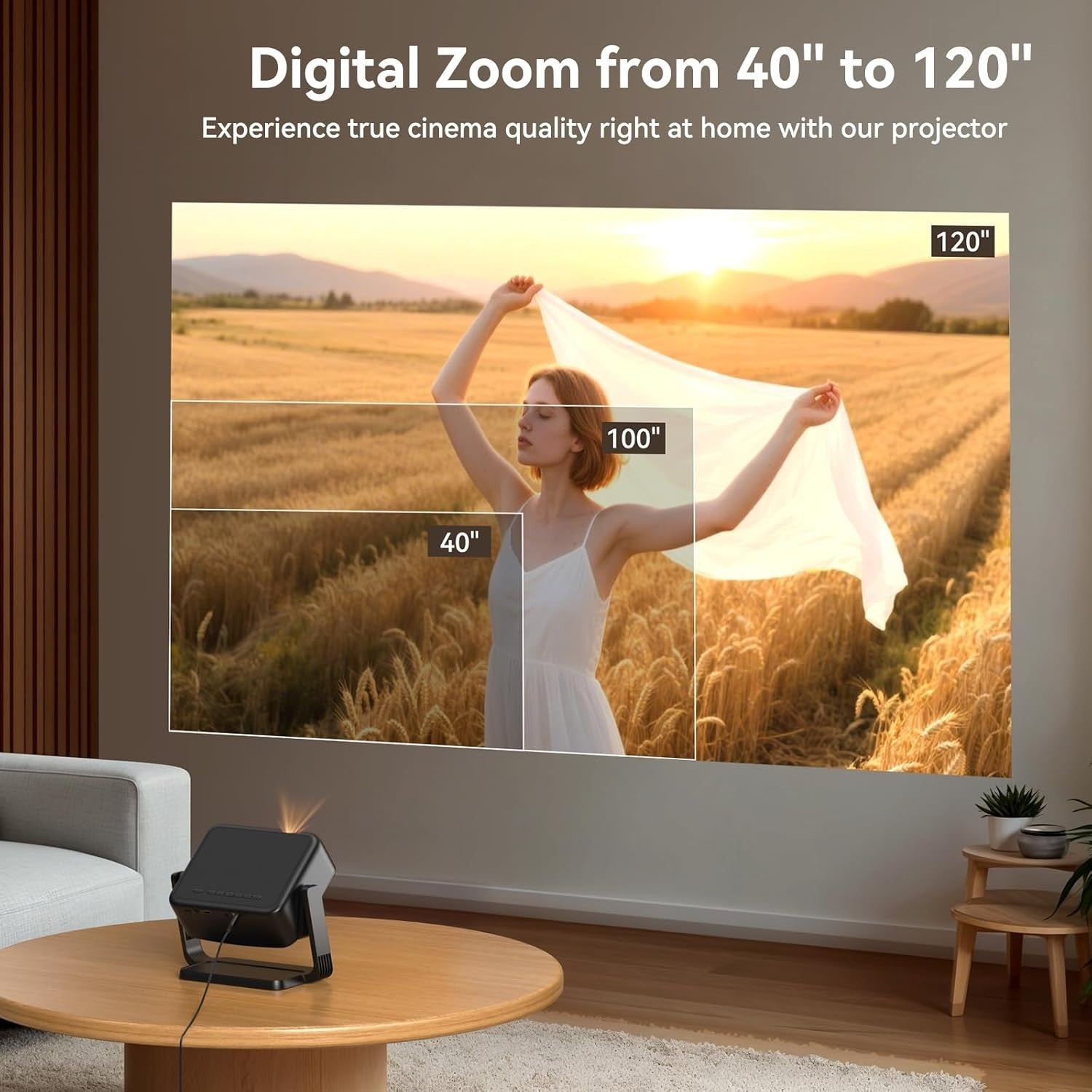 1080P Smart Projector 4K WiFi Bluetooth Netflix Android Auto Keystone