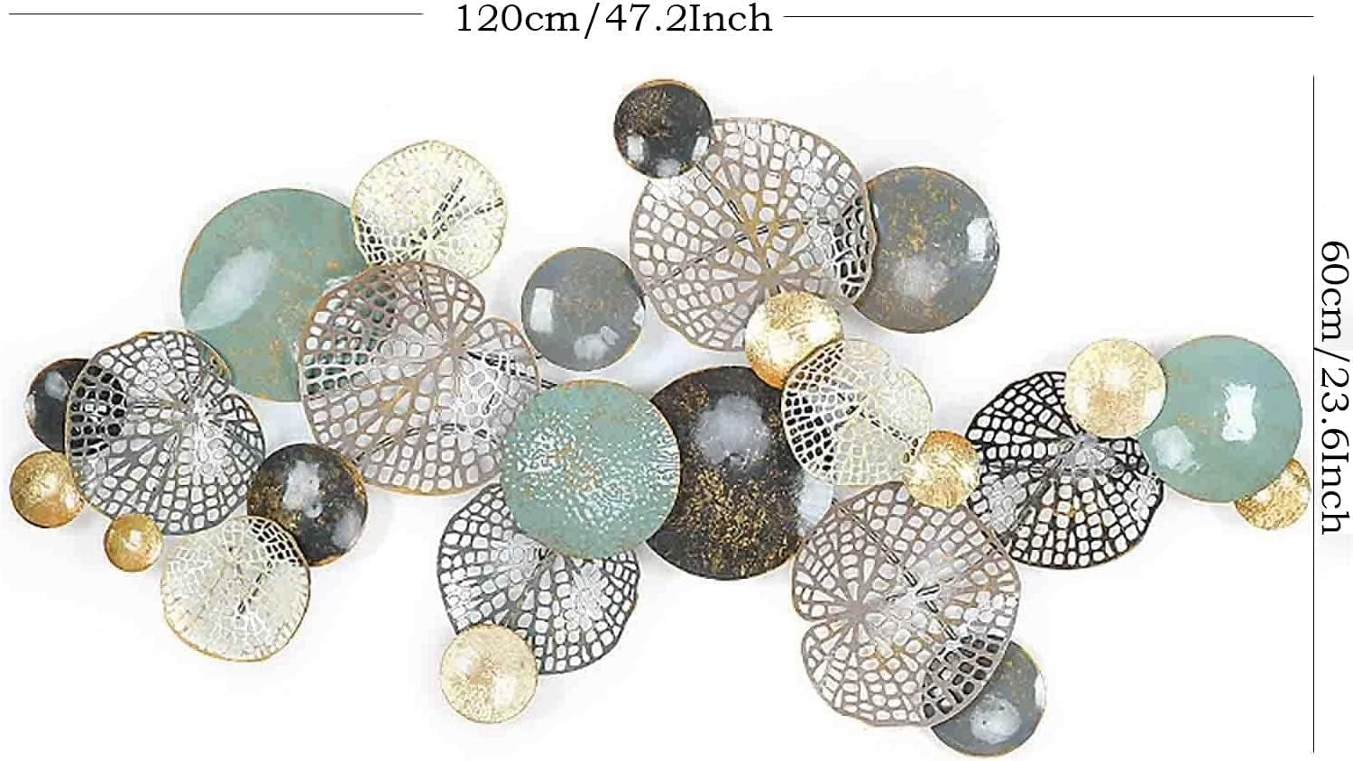 3D Metal Lotus Leaf Wall Art Decor Gold Silver Blue 120x60cm