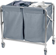 300L Heavy Duty 2-Section Laundry Trolley on Wheels | Commercial Folding Laundry