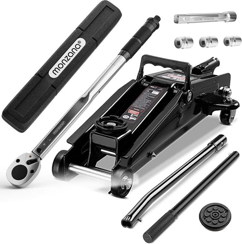 3 Ton Trolley Jack 135–400mm + Torque Wrench Set 40–210Nm Car SUV Lift w/ Cases