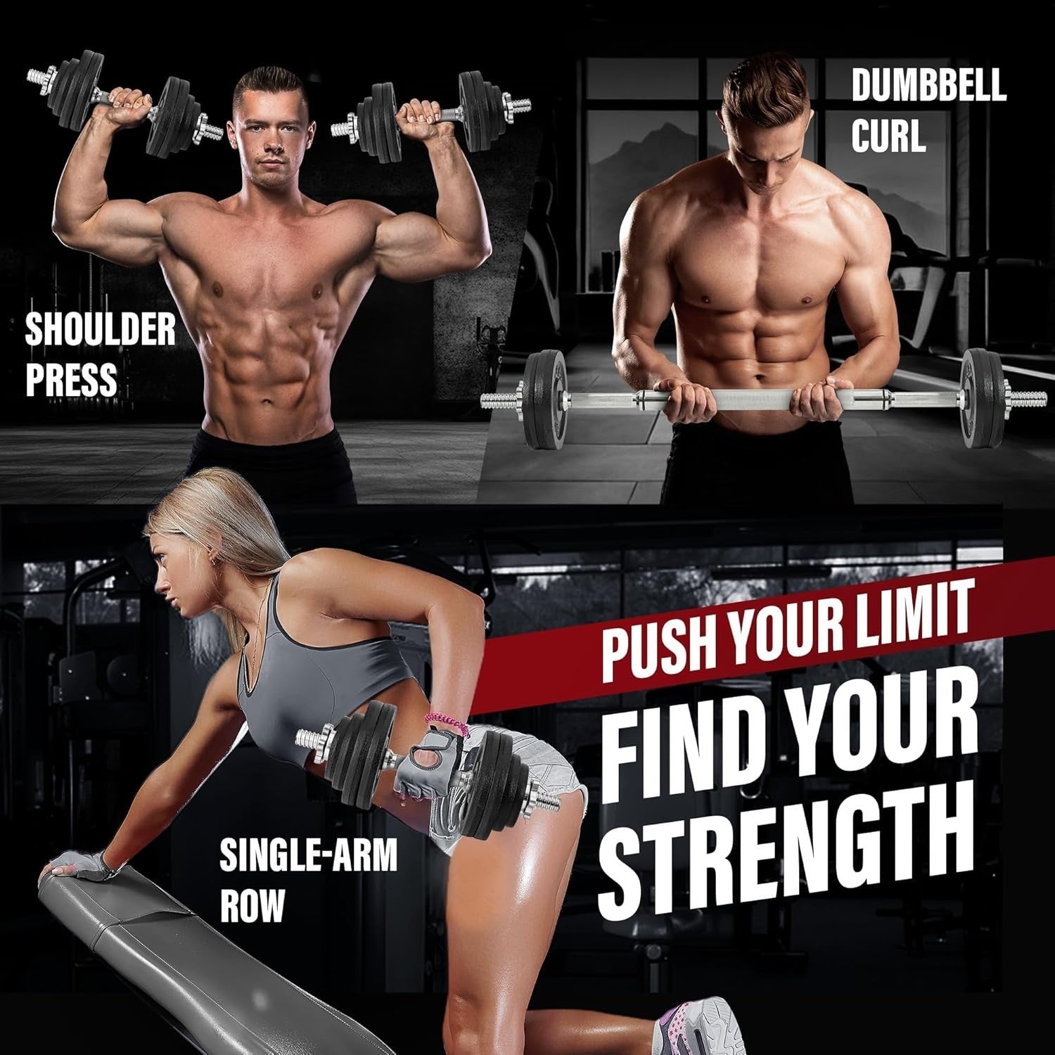 60LB Adjustable Hex Dumbbells Pair Non-Slip Cast Iron Home Gym Weights