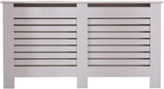 Modern Grey Radiator Cover High Gloss Slatted Cabinet W151.5xH82cm